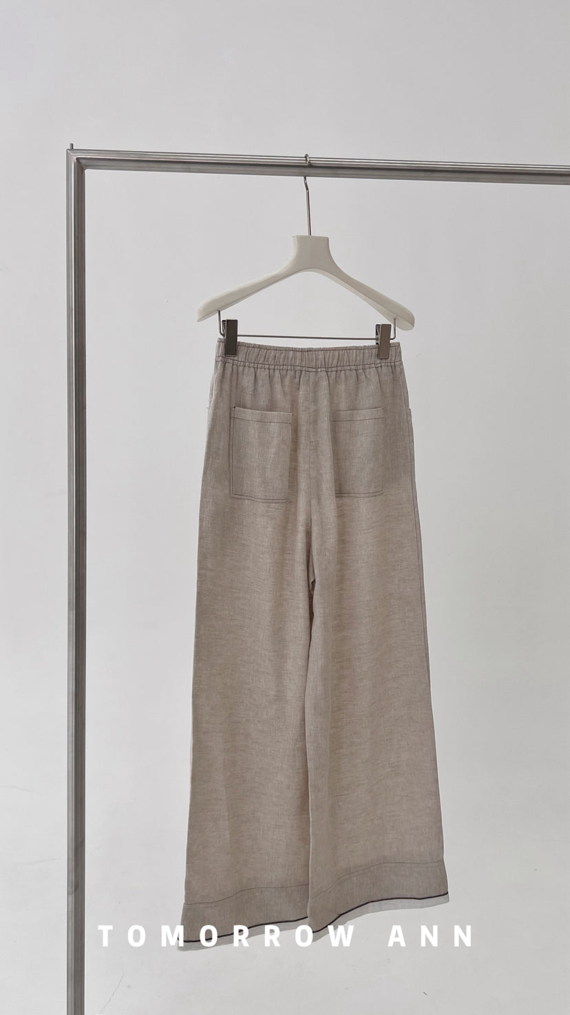 TOMORROW ANN Old Money Aesthetic Wide-Leg Linen Casual Pants - Early Spring 2026 Collection