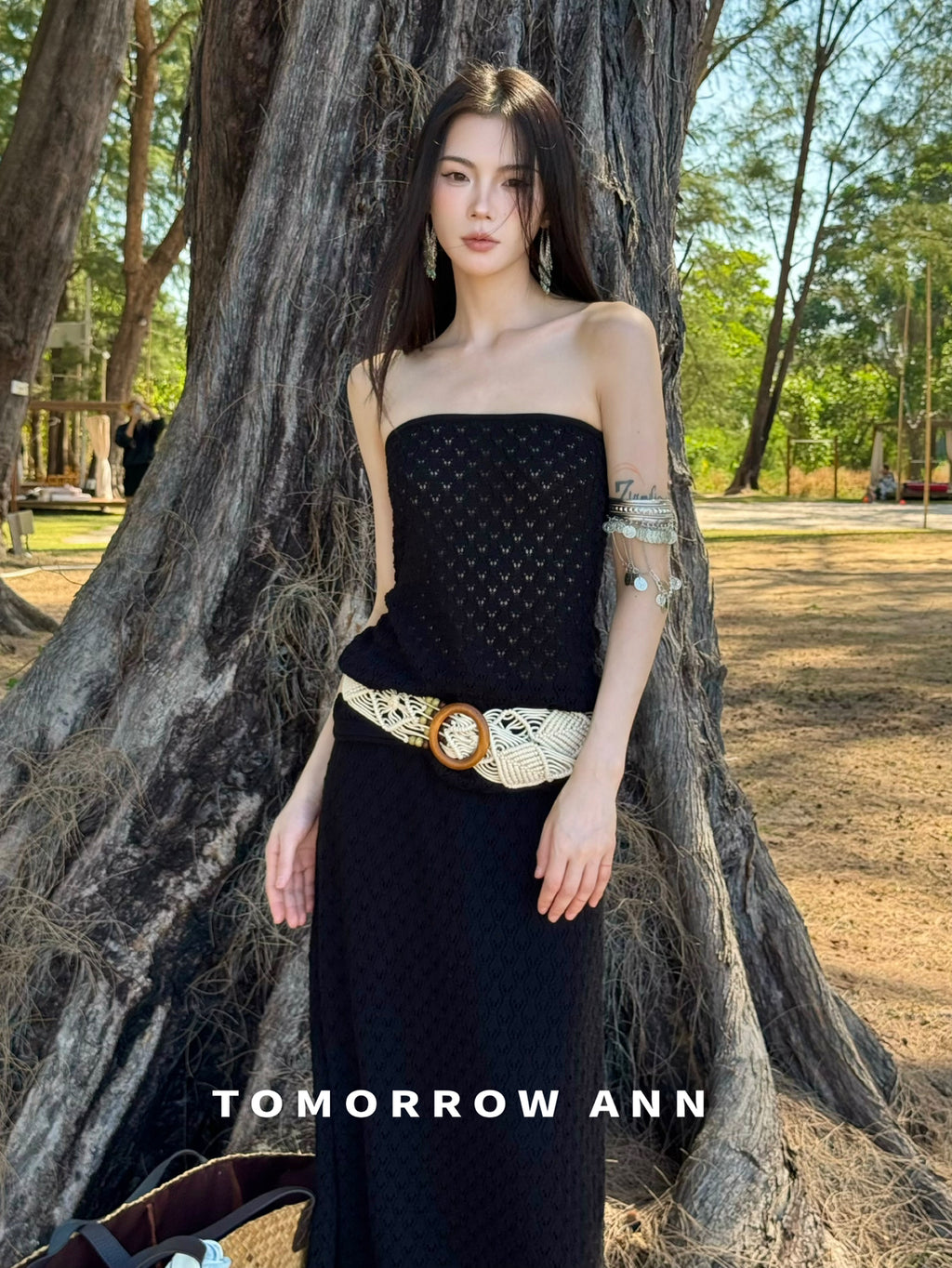 TOMORROW ANN Spring Collection Elegant Strapless Bandeau Slim-Fit Knit Vest