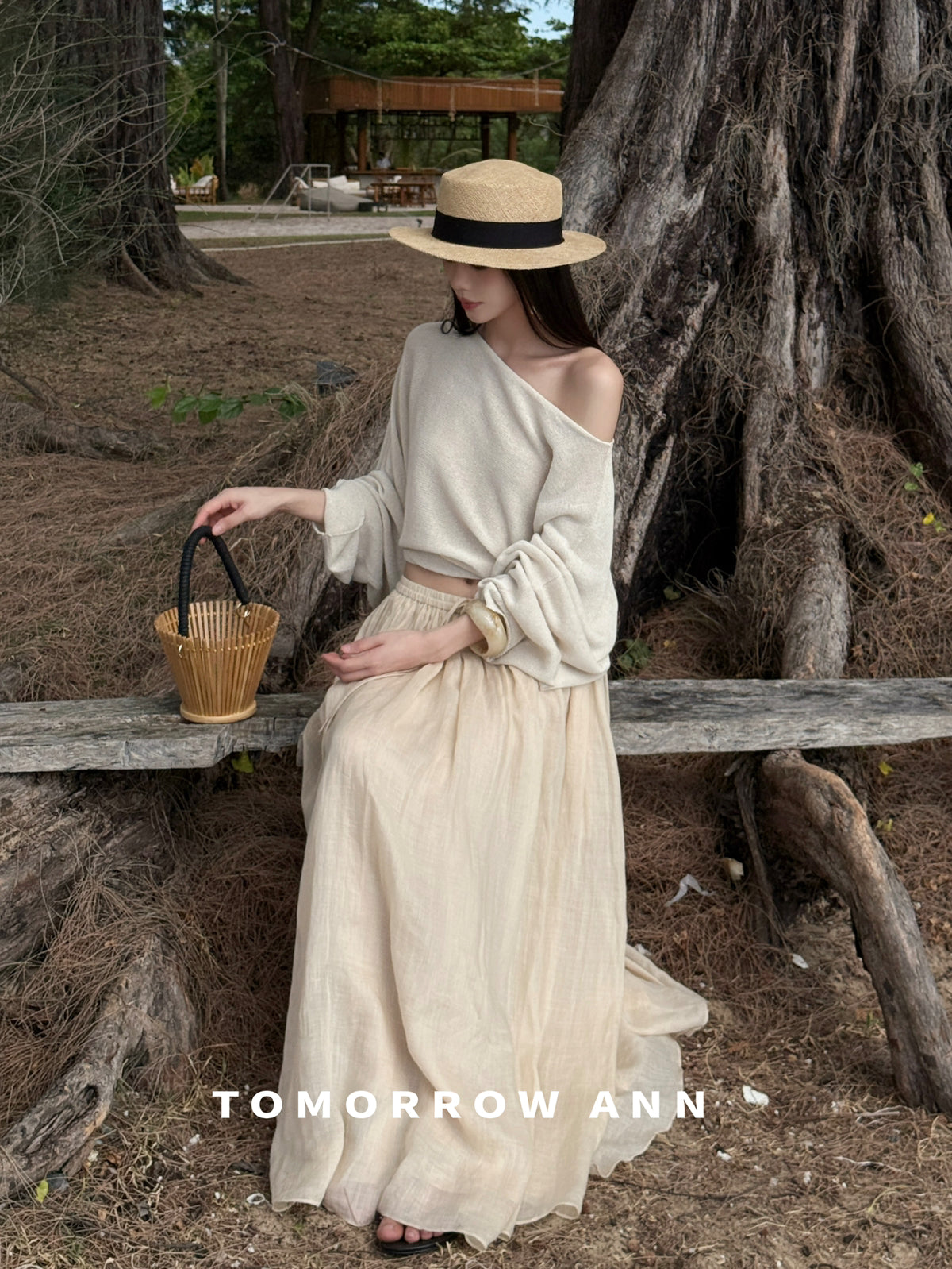 TOMORROW ANN Early Spring Elegant One-Shoulder Slimming Fine-Knit Sweater