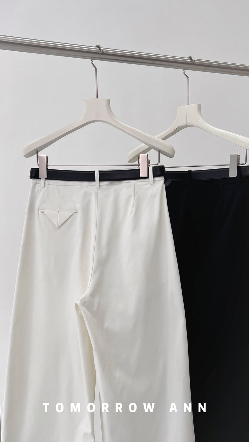 Early Spring '26! 【TOMORROW ANN】Silhouette Curved Versatile Ankle-Length Casual Pants (with Belt) 12722# OZQ