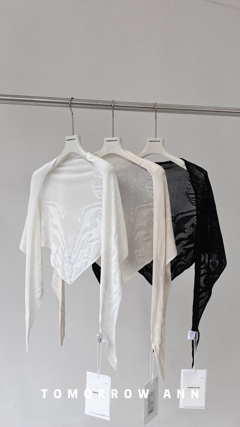 TOMORROW ANN Jacquard Textured Triangle Shawl - Premium Elegant Wrap for Women