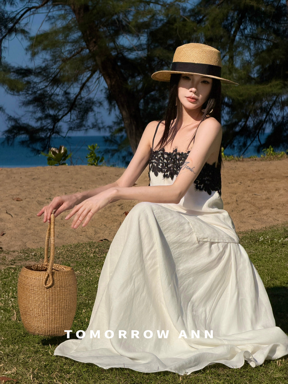 TOMORROW ANN Elegant A-Line Midi Skirt - Slimming Spring Fashion Versatile Casual Skirt