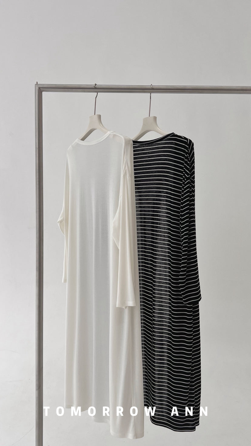 TOMORROW ANN Spring 2026 Elegant Loose Relaxed Longline Knit Cardigan