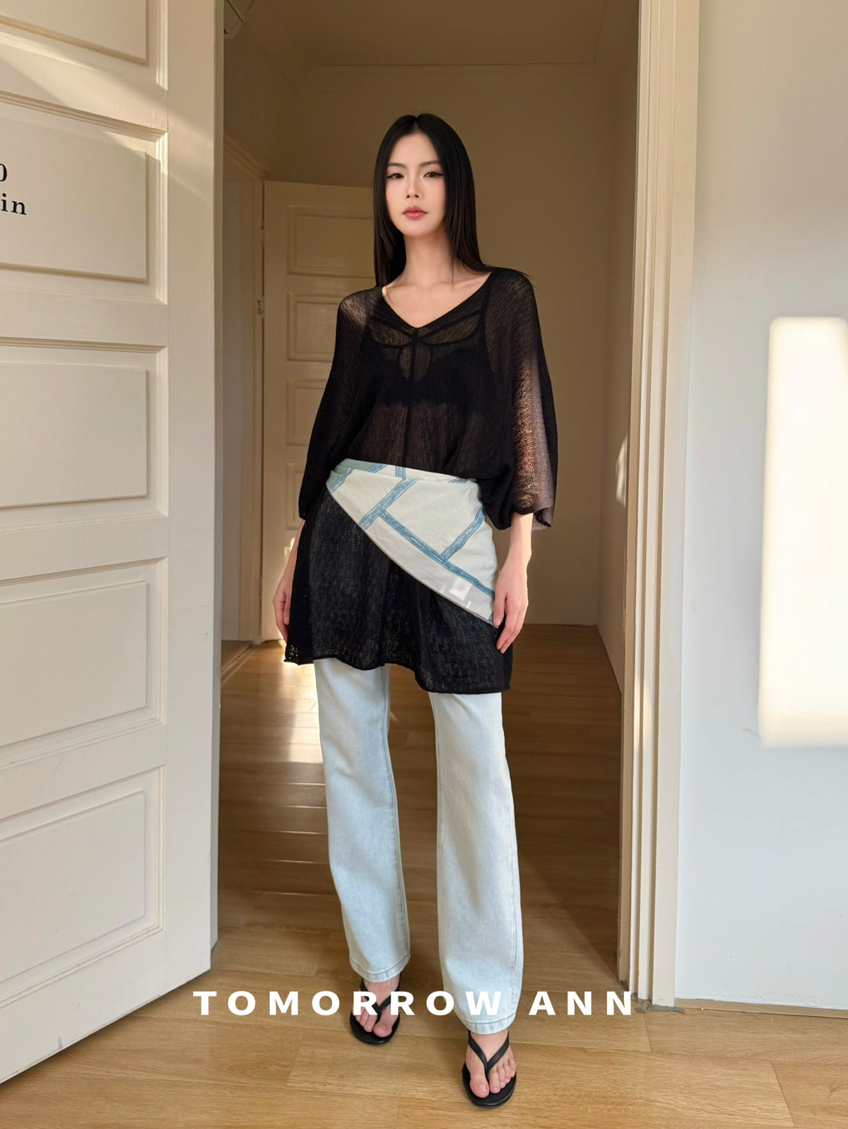 TOMORROW ANN Early Spring 2026 Minimalist Luxury V-Neck Loose Wool Blend Knit Sweater