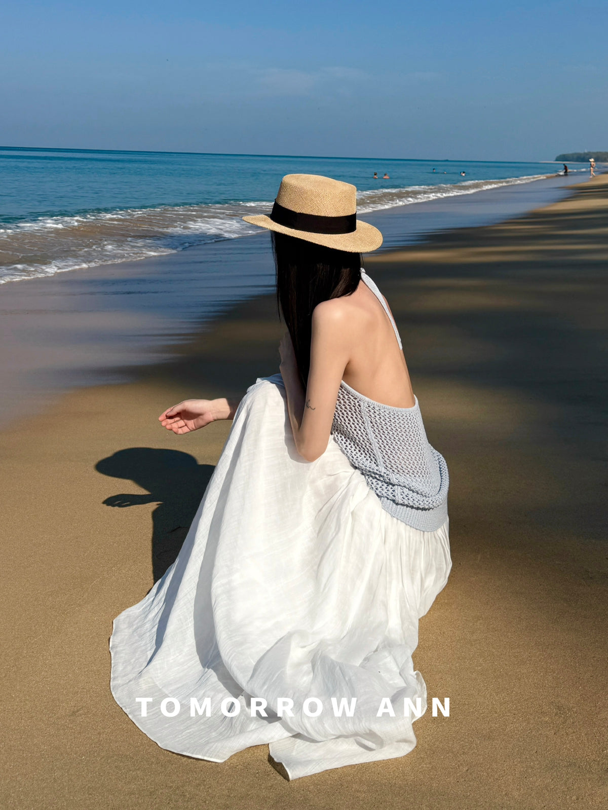 TOMORROW ANN Elegant High-Waist A-Line Maxi Skirt with Minimalist Drawstring – 2026 Spring Fashion