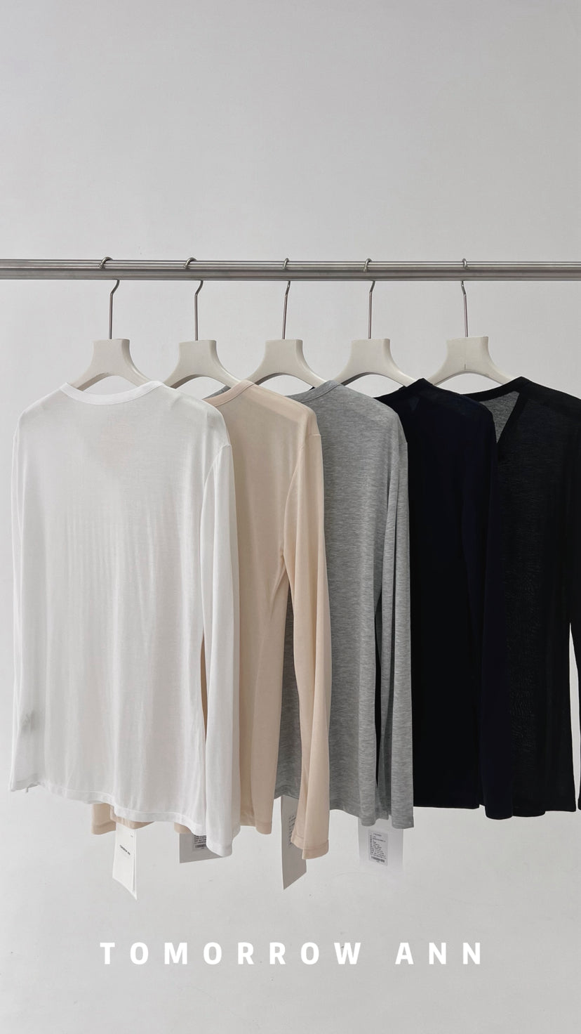 TOMORROW ANN Spring 2026 Premium Soft Cotton Everyday Essential Long Sleeve Base Layer Top