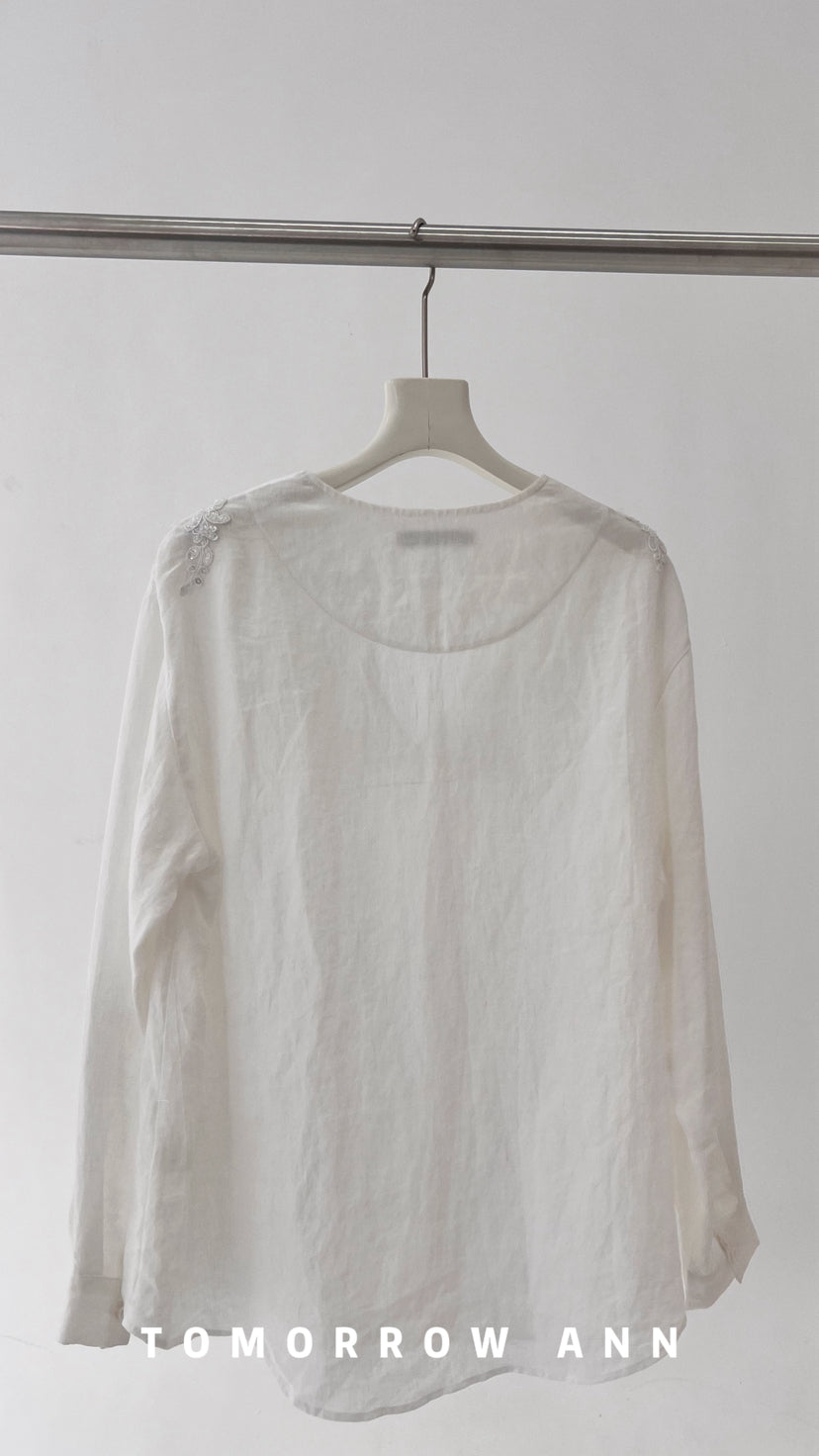 2026 Early Spring! [TOMORROW ANN] French Temperament Embroidery Sequin Fashion Blouse 12838# OZQ