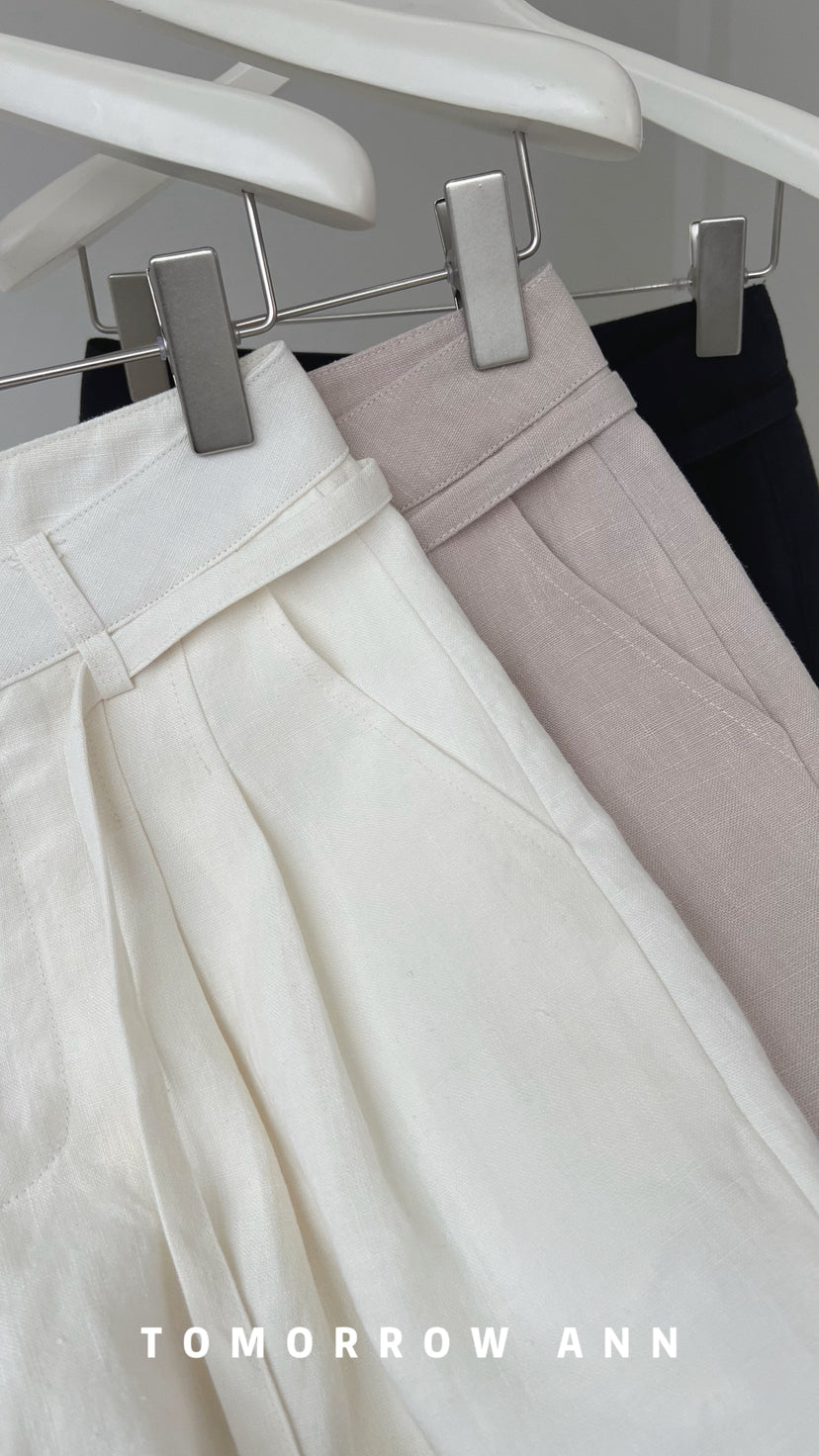 TOMORROW ANN Designer Linen Casual Shorts with Waist Rope - 2026 Early Spring Collection