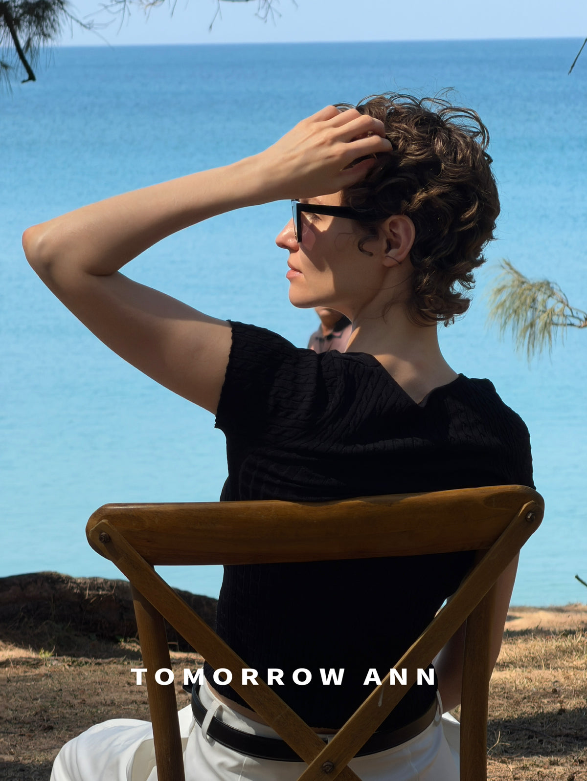 TOMORROW ANN Summer Square Neck Slim Fit Knit Top - Elegant Minimalist Short Sleeve Crop Top