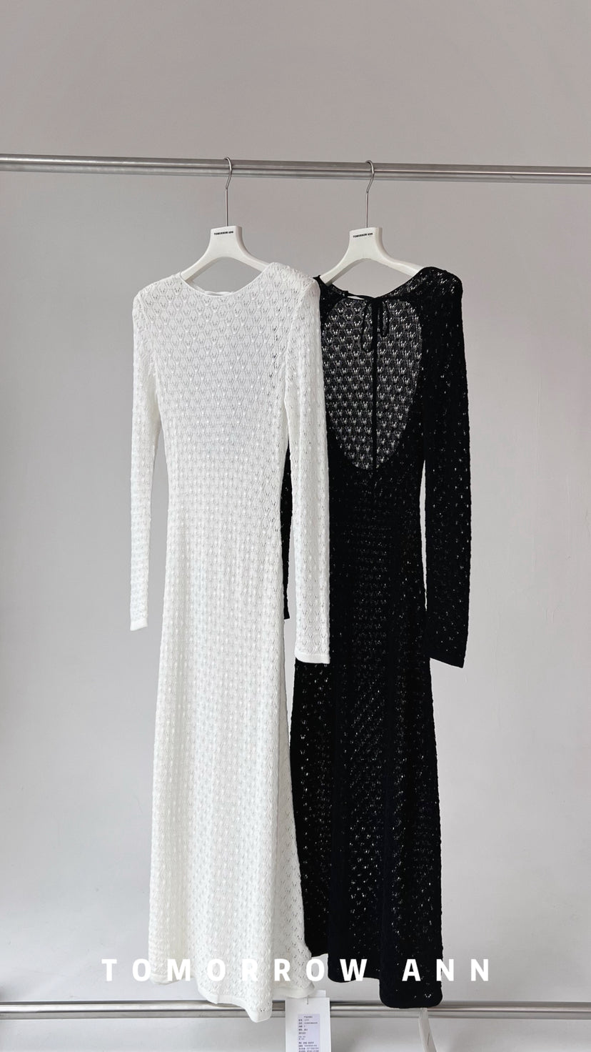 Early Spring 2026! 【TOMORROW ANN】 Hollow-out Open Back Slim Fit Maxi Dress (Contains 15% Wool) 12751# OZQ
