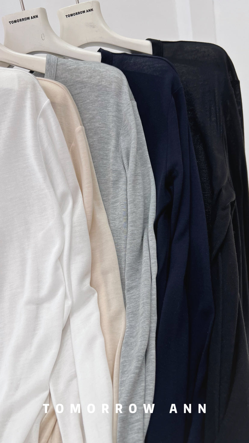TOMORROW ANN Spring 2026 Premium Soft Cotton Everyday Essential Long Sleeve Base Layer Top