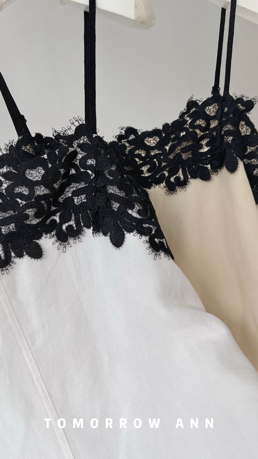 Tomorrow Ann Elegant Lace Patchwork Cami Top for Women - Spring 2026 New Arrival