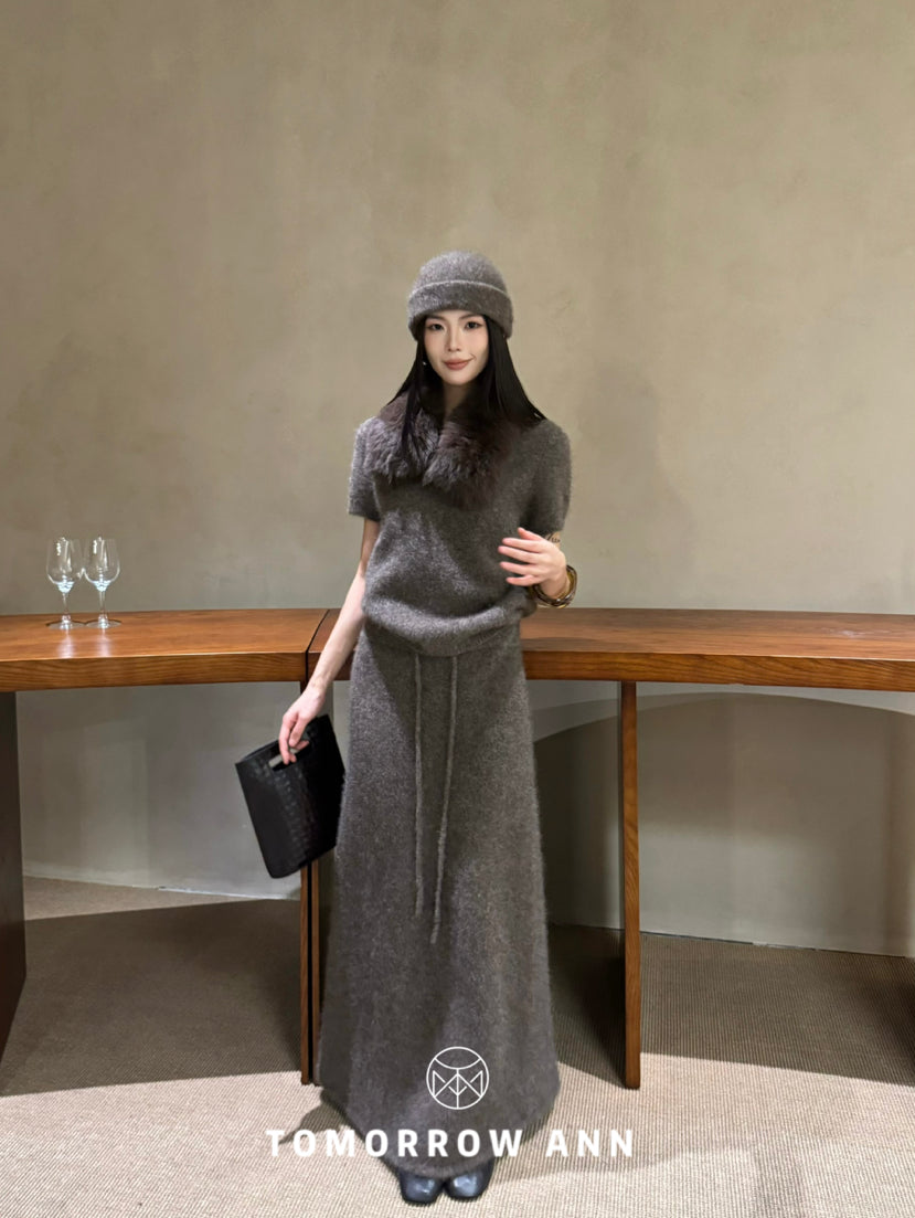 TOMORROW ANN Premium Yak Cashmere Minimalist Knit Beanie - Elegant Coffee Camel