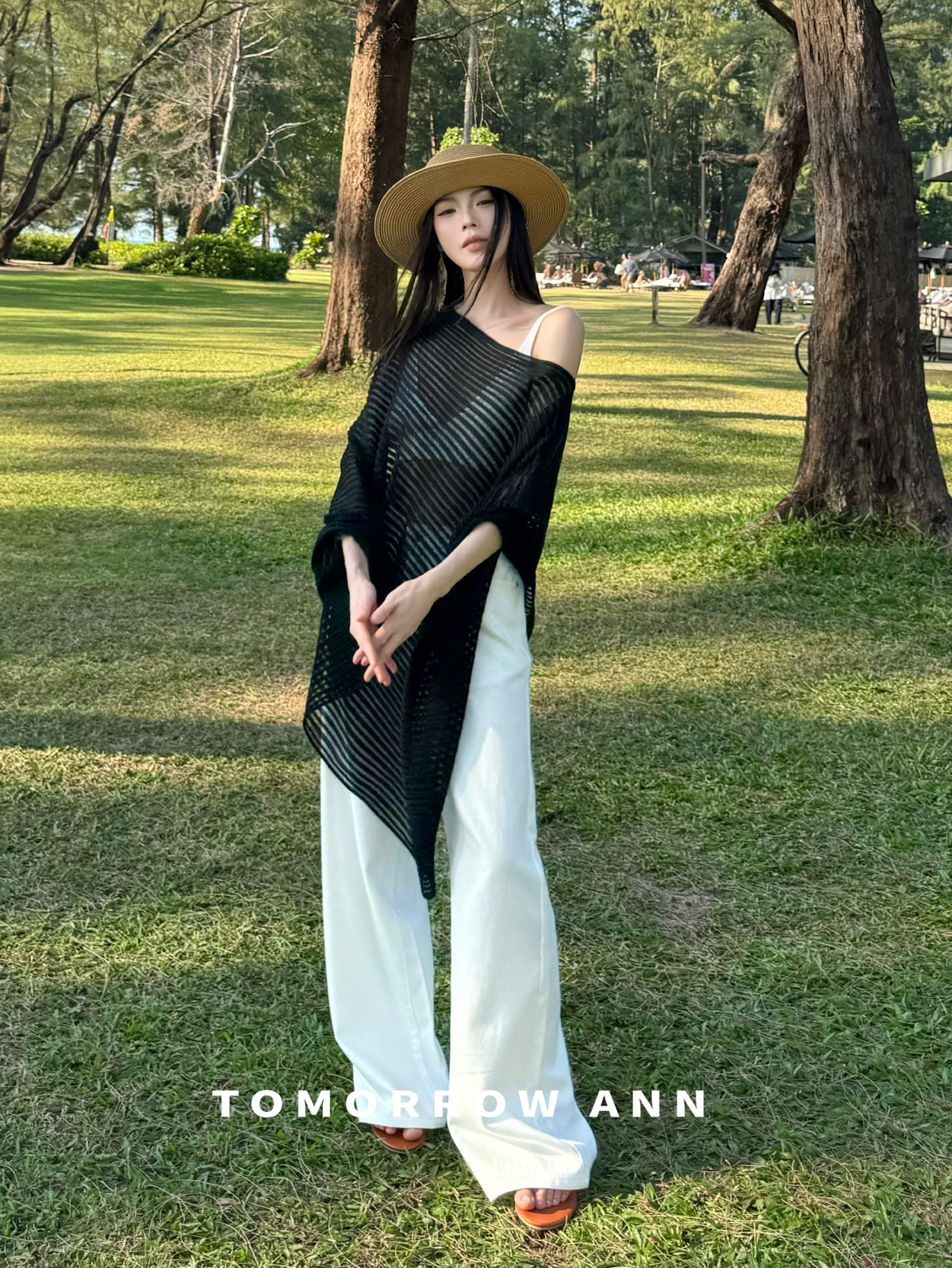 TOMORROW ANN Elegant Loose Fit Fashion Spring Knitwear - Chic Off-the-Shoulder Pullover