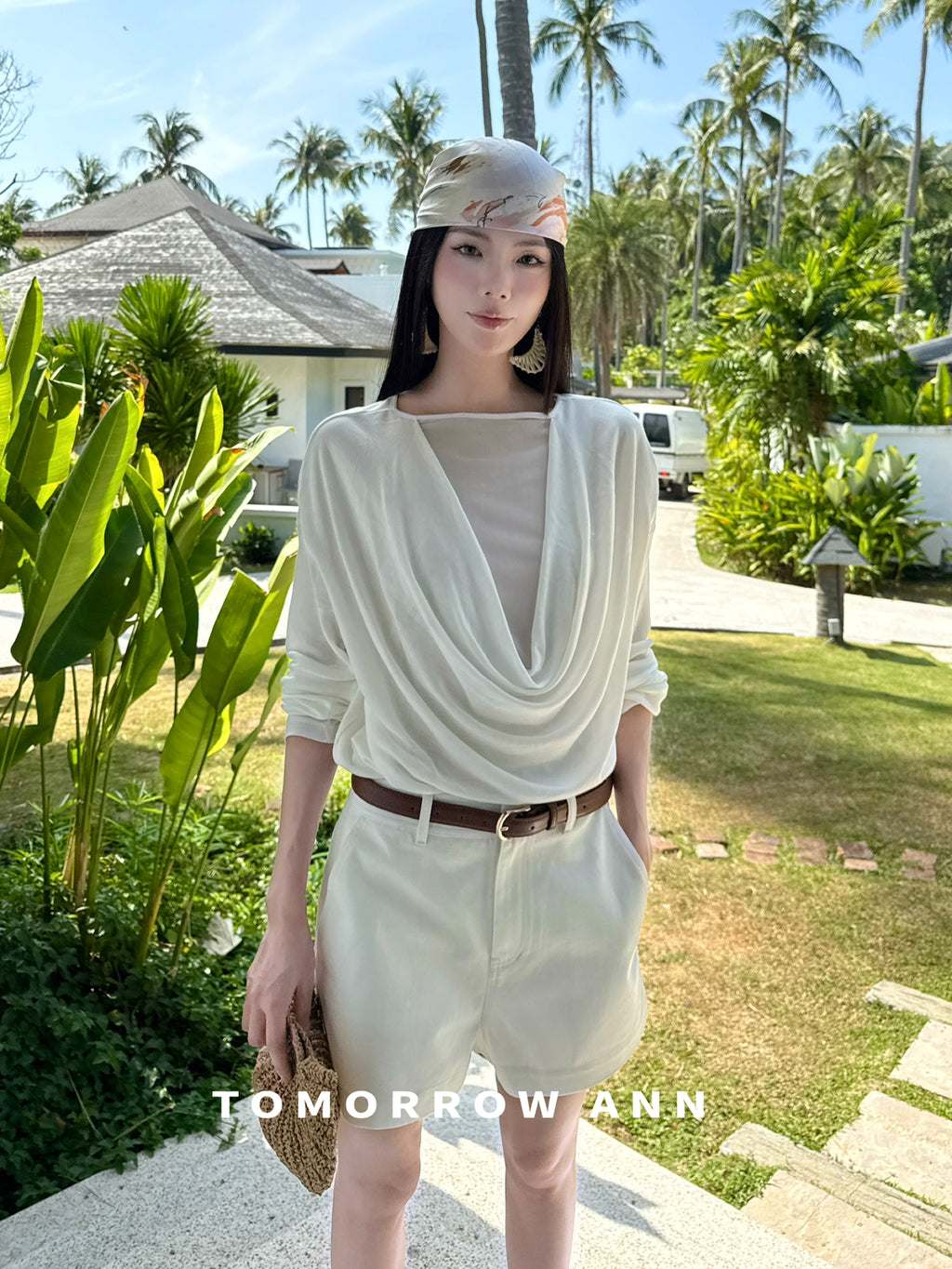 2026 Early Spring! 【TOMORROW ANN】 Elegant Ruched Slim-Fit Fashion Blouse 12626# OZQ