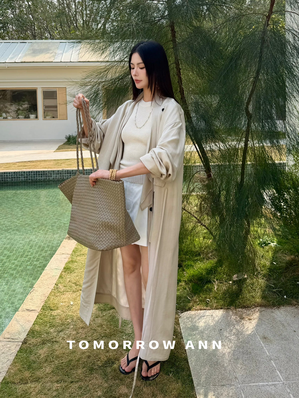 2026 Early Spring! 【TOMORROW ANN】 Minimalist Loose Drape Trench Coat (Contains 7.7% Sheep Wool) 12680# OZQ