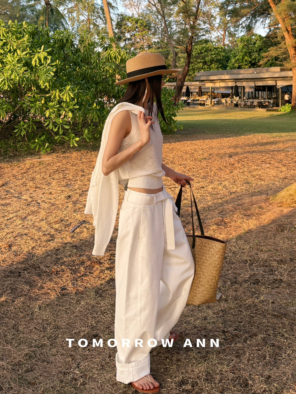 TOMORROW ANN Spring 2026 Elegant Straight-Leg Casual Pants with Belt - Slimming Loose Fit Trousers