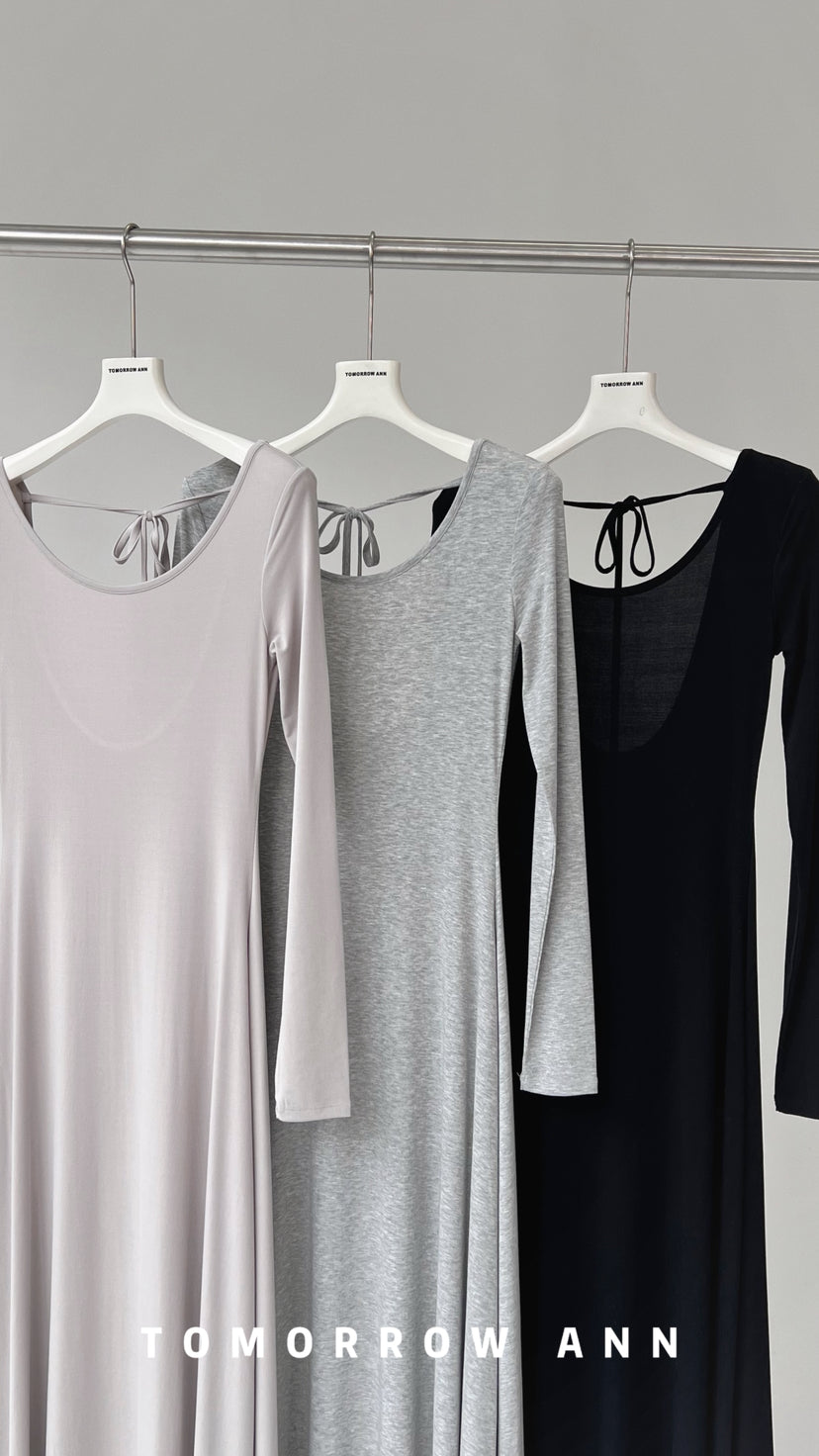 TOMORROW ANN Early Spring Minimalist Backless Lace-Up Casual Maxi Dress