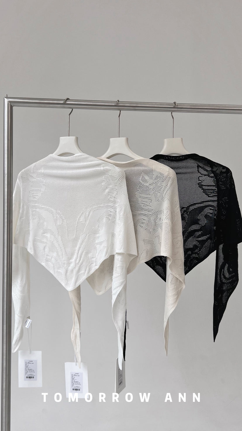 TOMORROW ANN Jacquard Textured Triangle Shawl - Premium Elegant Wrap for Women