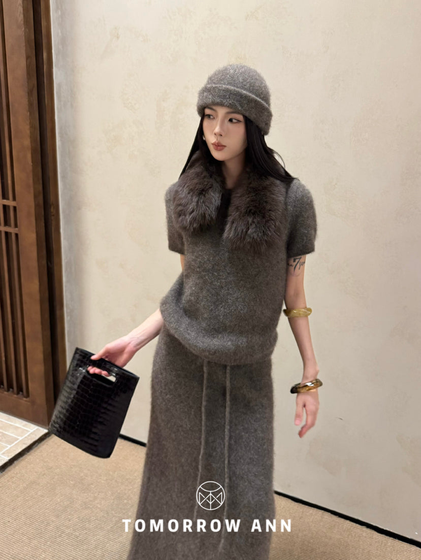 TOMORROW ANN Premium Yak Cashmere Minimalist Knit Beanie - Elegant Coffee Camel