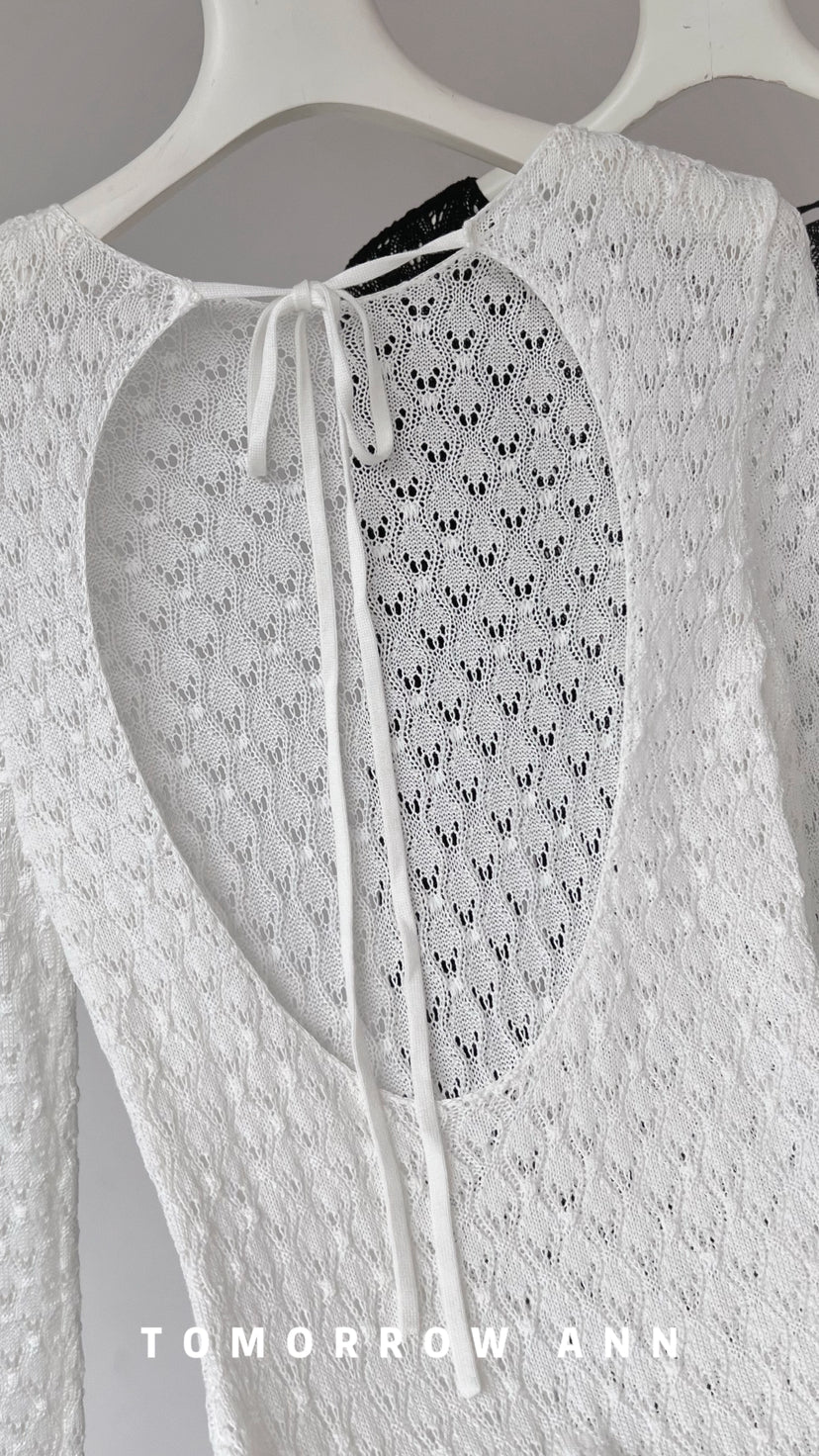Early Spring 2026! 【TOMORROW ANN】 Hollow-out Open Back Slim Fit Maxi Dress (Contains 15% Wool) 12751# OZQ