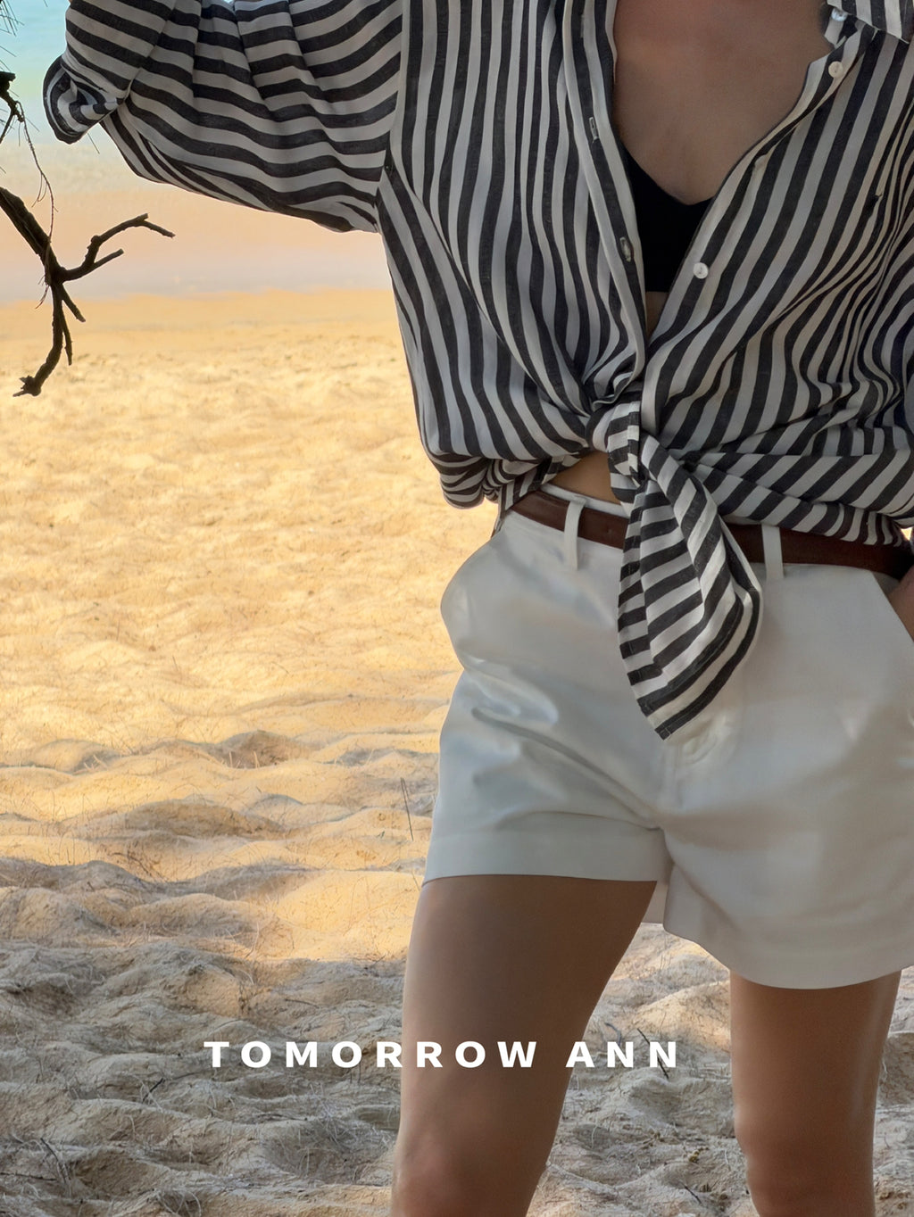 TOMORROW ANN Elegant Striped Commuter Fashion Shirt for Women - Early Spring Collection