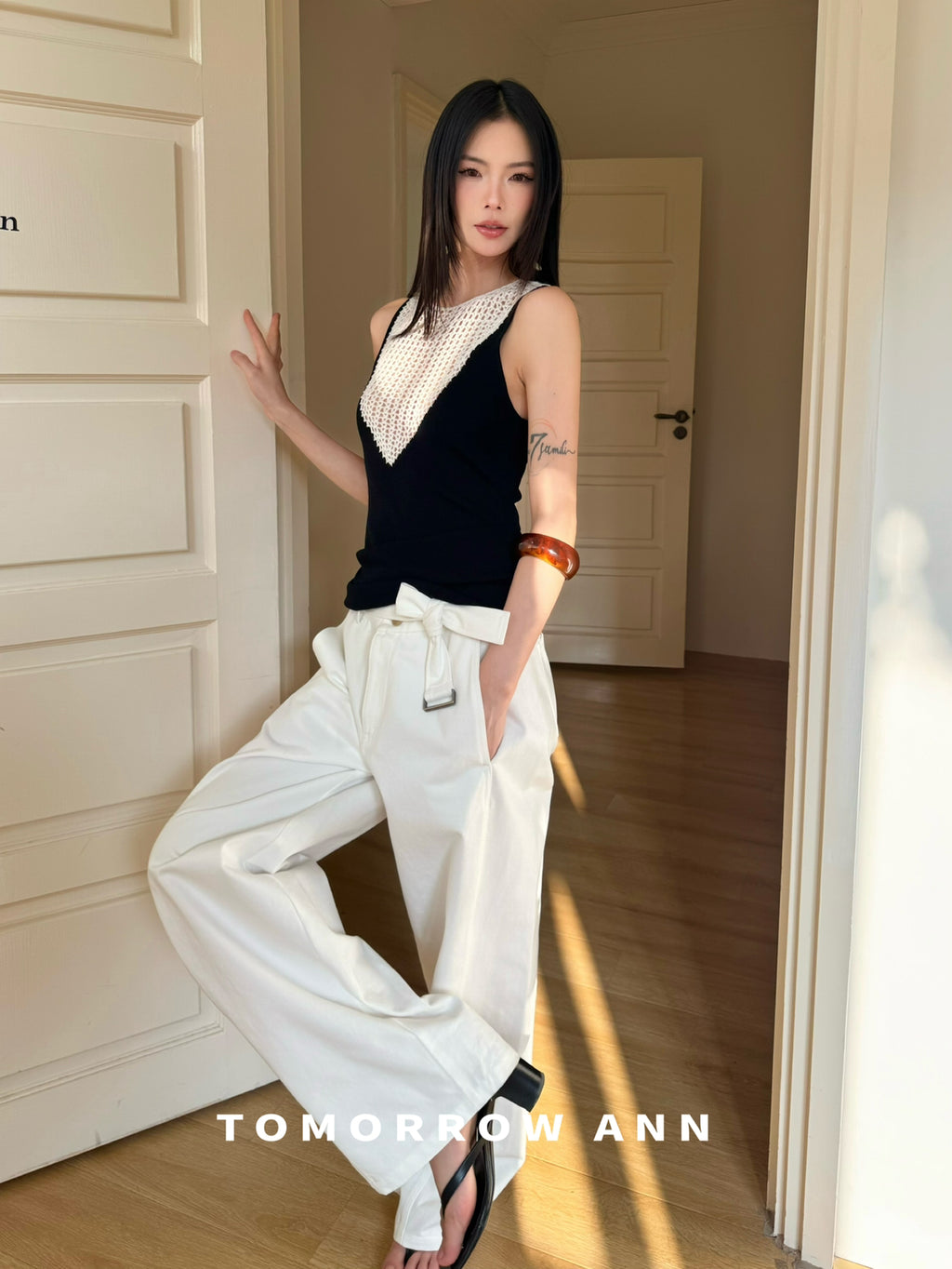 TOMORROW ANN Early Spring 2026 Crochet Patchwork Color-Block Fashion Vest
