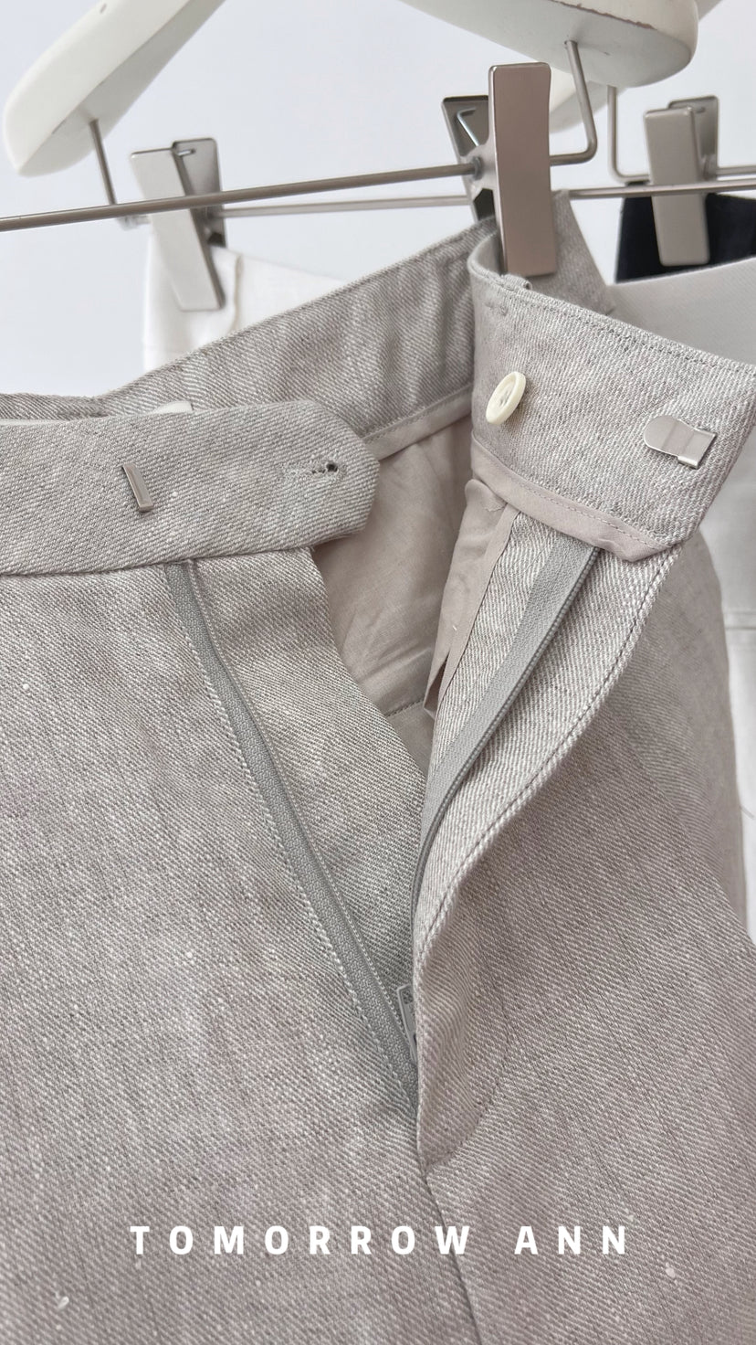 Early Spring 2026! 【TOMORROW ANN】Elegant Linen Commuter Fashion Wide-Leg Trousers 12628# OZQ