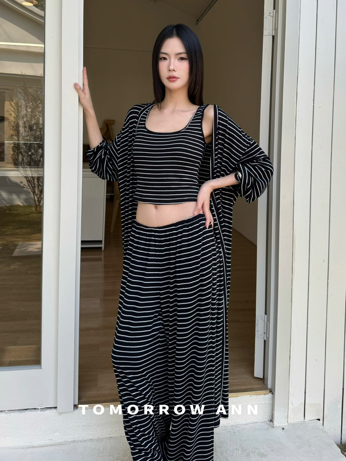 TOMORROW ANN 2026 Early Spring High-Waist Elastic Slimming Casual Pants
