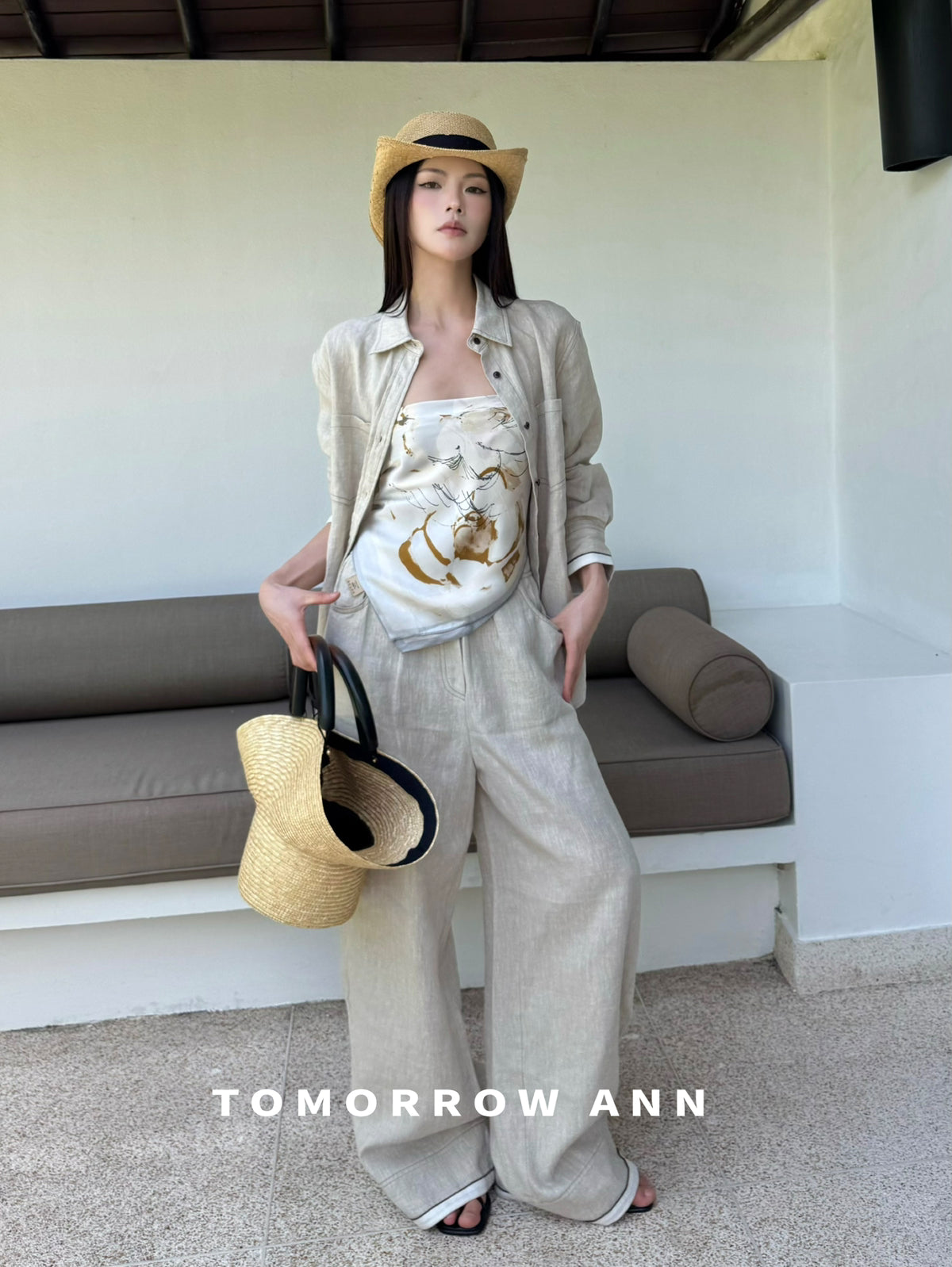 TOMORROW ANN Old Money Aesthetic Wide-Leg Linen Casual Pants - Early Spring 2026 Collection