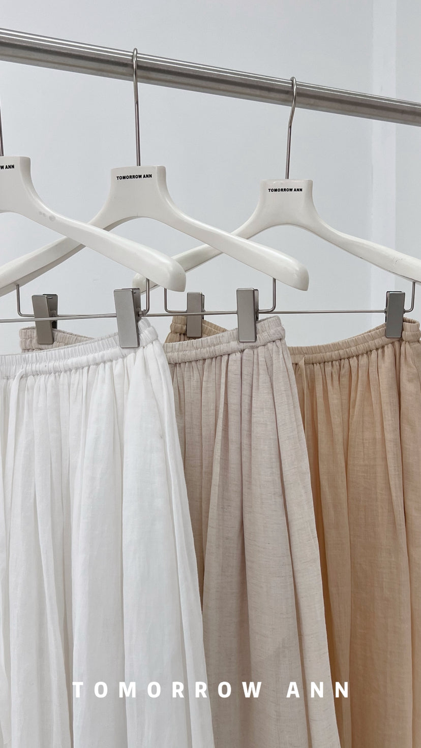 TOMORROW ANN Elegant High-Waist A-Line Maxi Skirt with Minimalist Drawstring – 2026 Spring Fashion