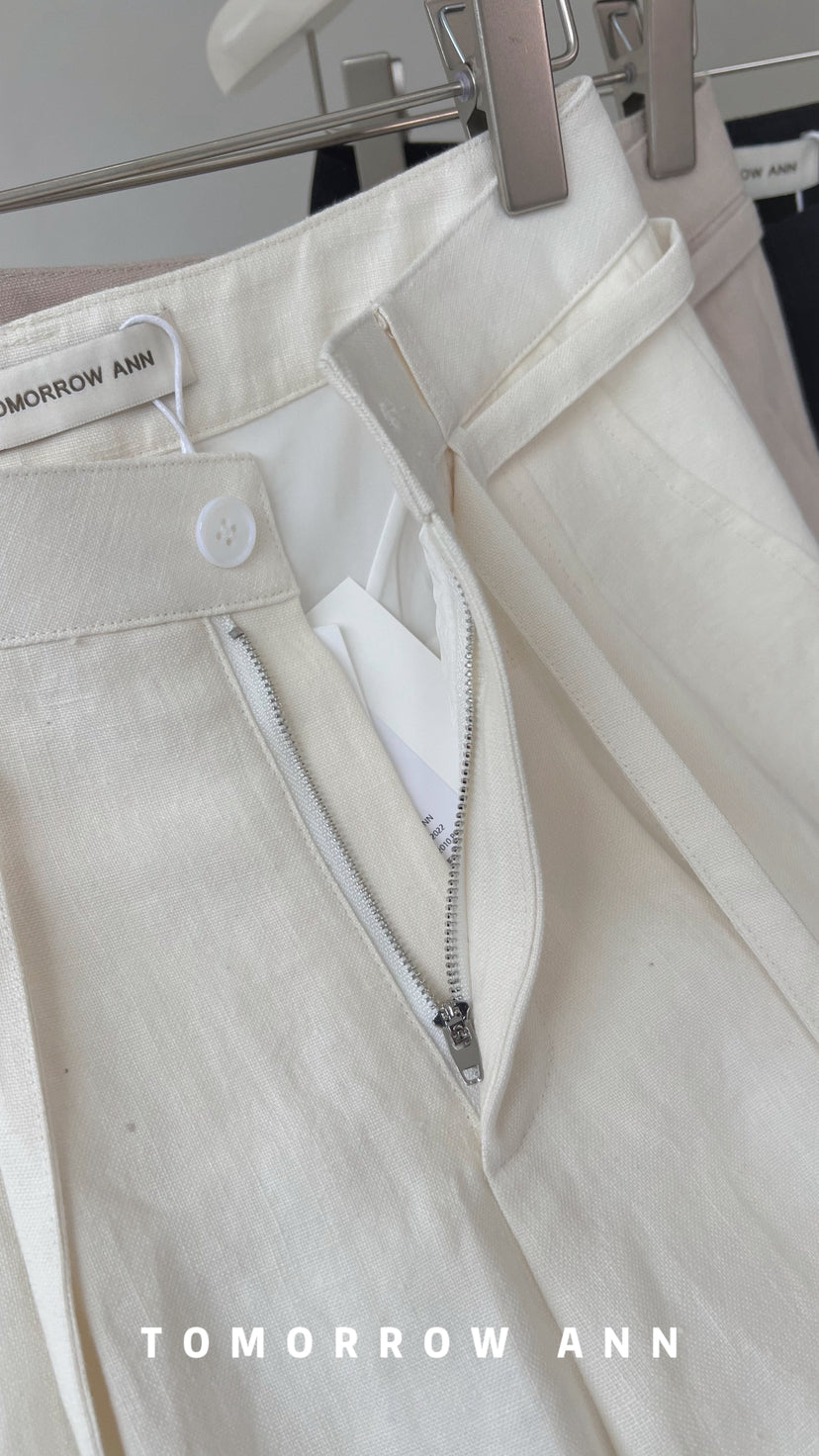 TOMORROW ANN Designer Linen Casual Shorts with Waist Rope - 2026 Early Spring Collection
