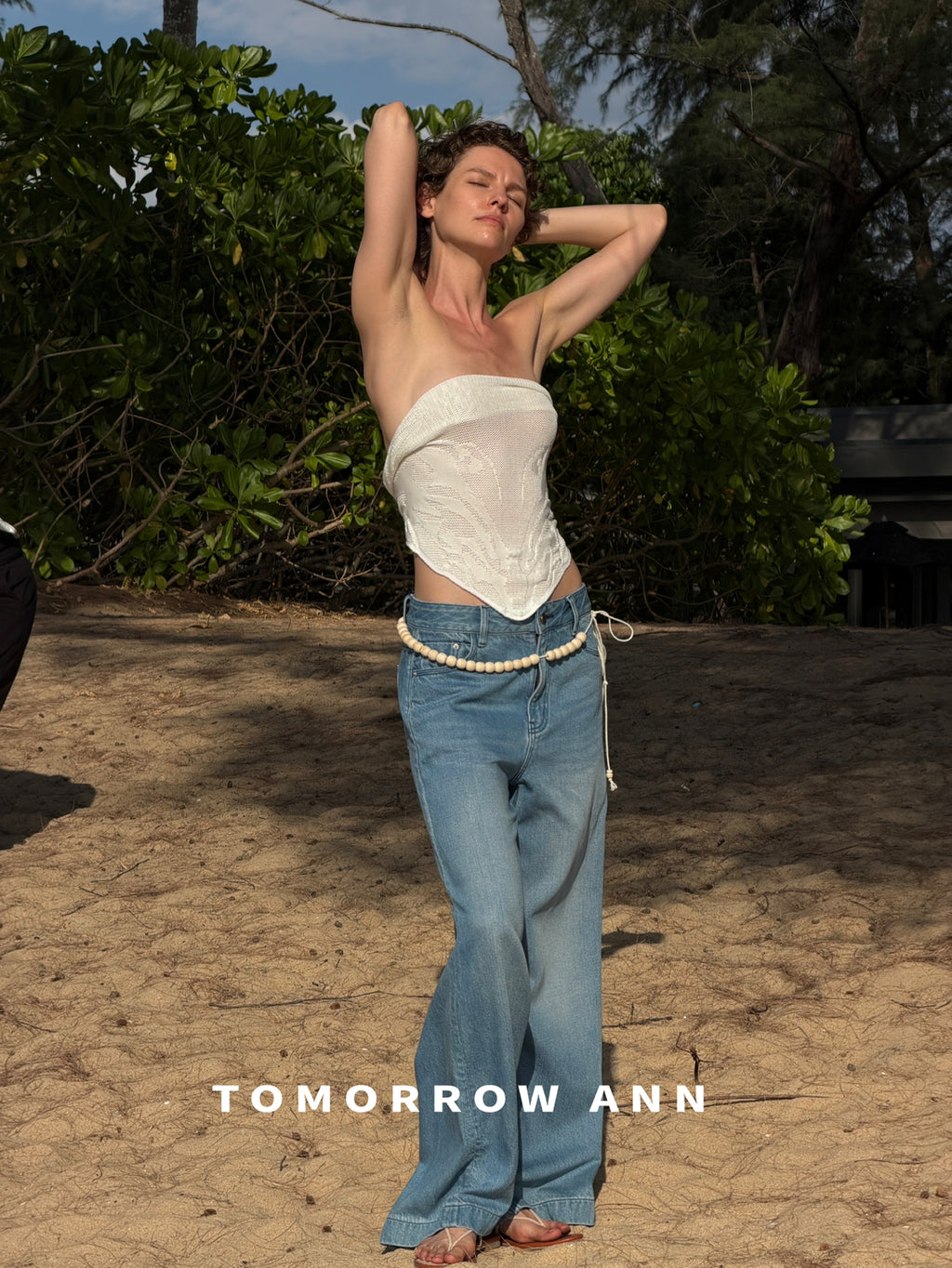 TOMORROW ANN Spring 2026 High-Waist Loose Wide-Leg Casual Washed Jeans