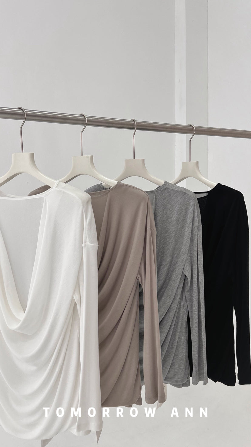 2026 Early Spring! 【TOMORROW ANN】 Elegant Ruched Slim-Fit Fashion Blouse 12626# OZQ