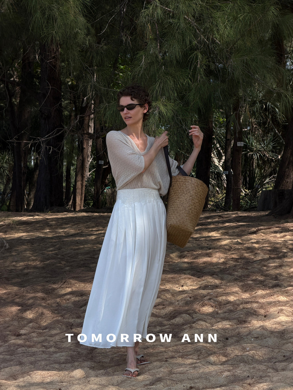 2026 Spring TOMORROW ANN Elegant High-Waist Heavy Embroidery A-Line Maxi Skirt