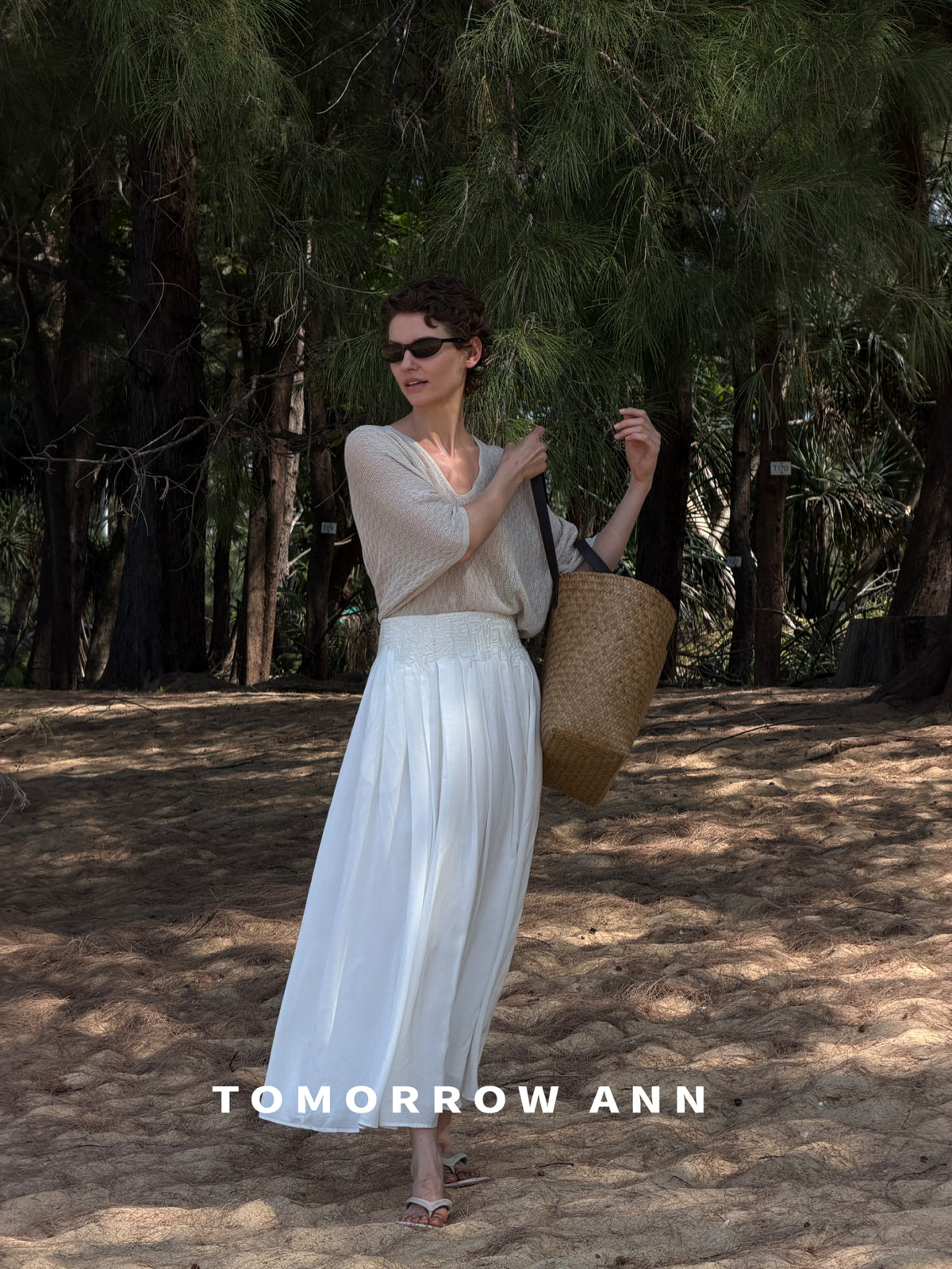 2026 Spring TOMORROW ANN Elegant High-Waist Heavy Embroidery A-Line Maxi Skirt