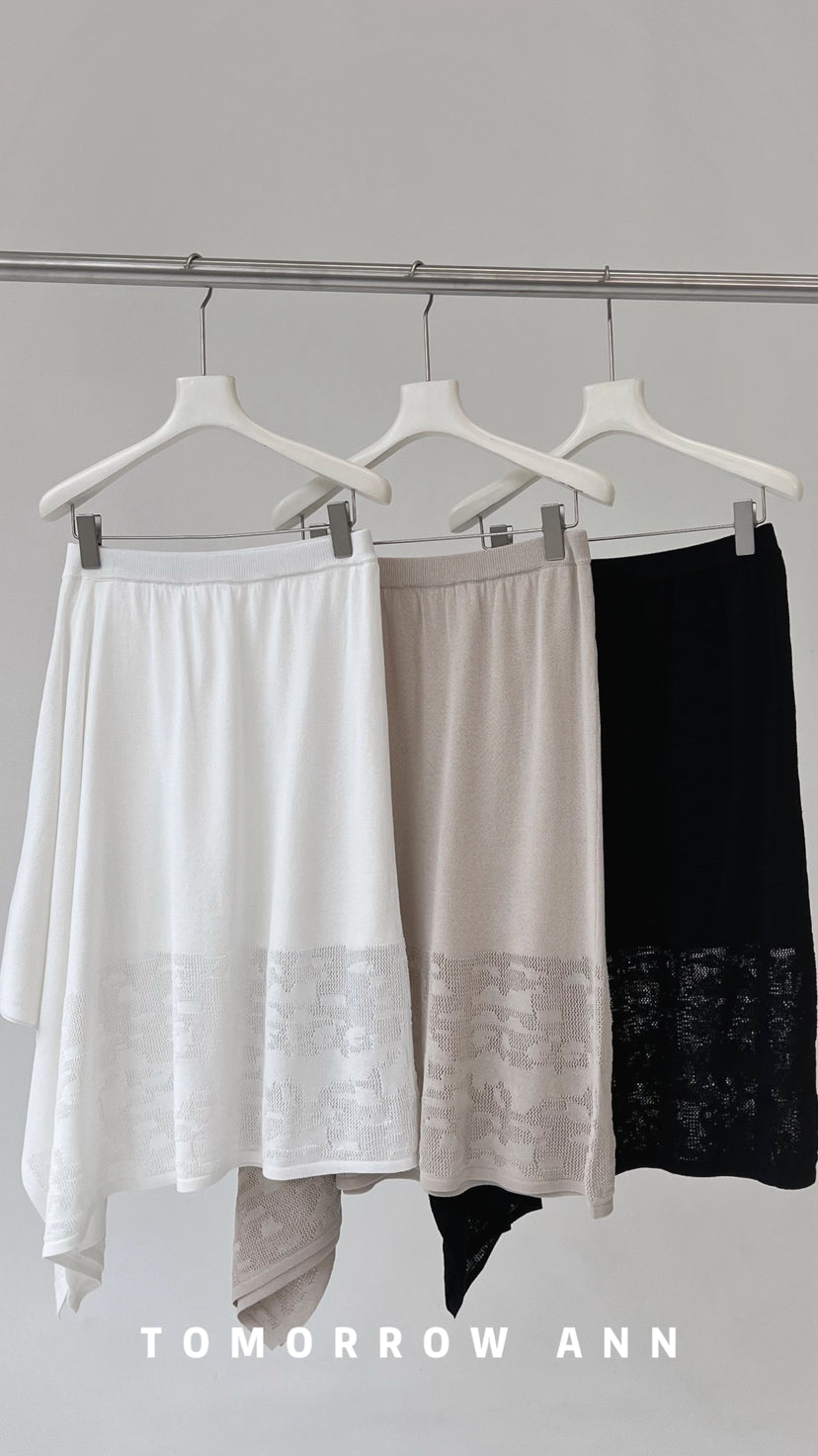Tomorrow Ann 2026 Early Spring Elegant Irregular Design High-Waist Fashion Midi Skirt