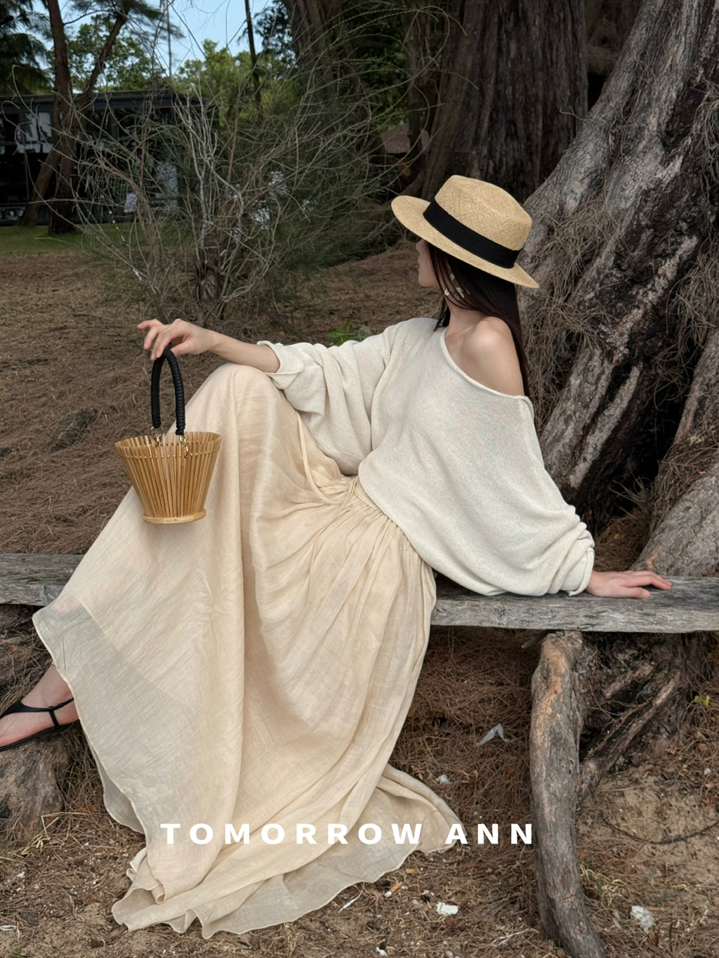 TOMORROW ANN Elegant High-Waist A-Line Maxi Skirt with Minimalist Drawstring – 2026 Spring Fashion