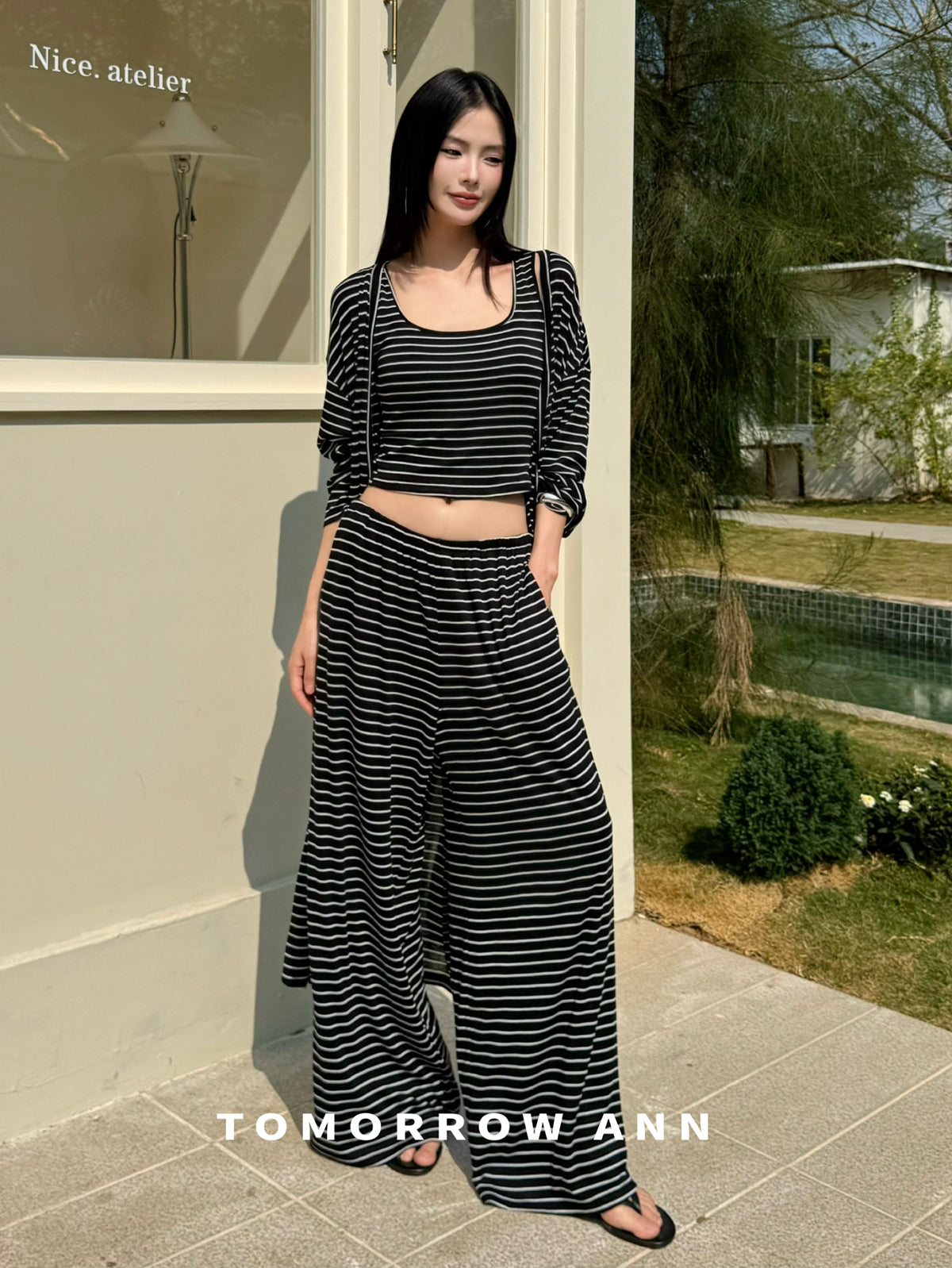 TOMORROW ANN 2026 Early Spring High-Waist Elastic Slimming Casual Pants