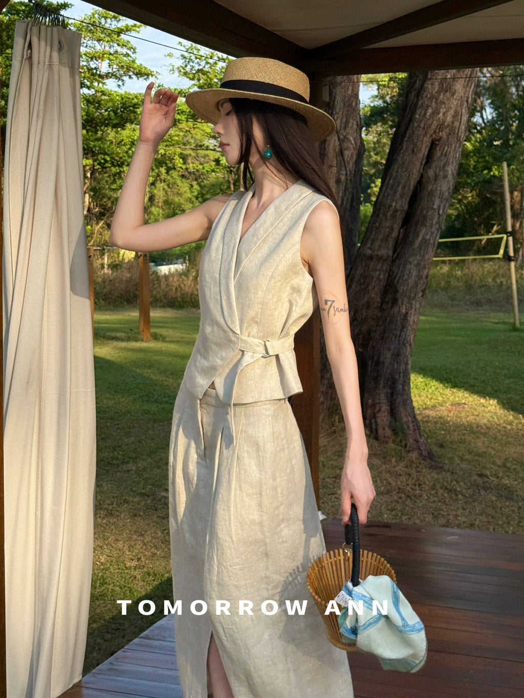TOMORROW ANN Early Spring 2026 Elegant A-Line Midi Skirt - Slimming High-End Casual Designer Skirt