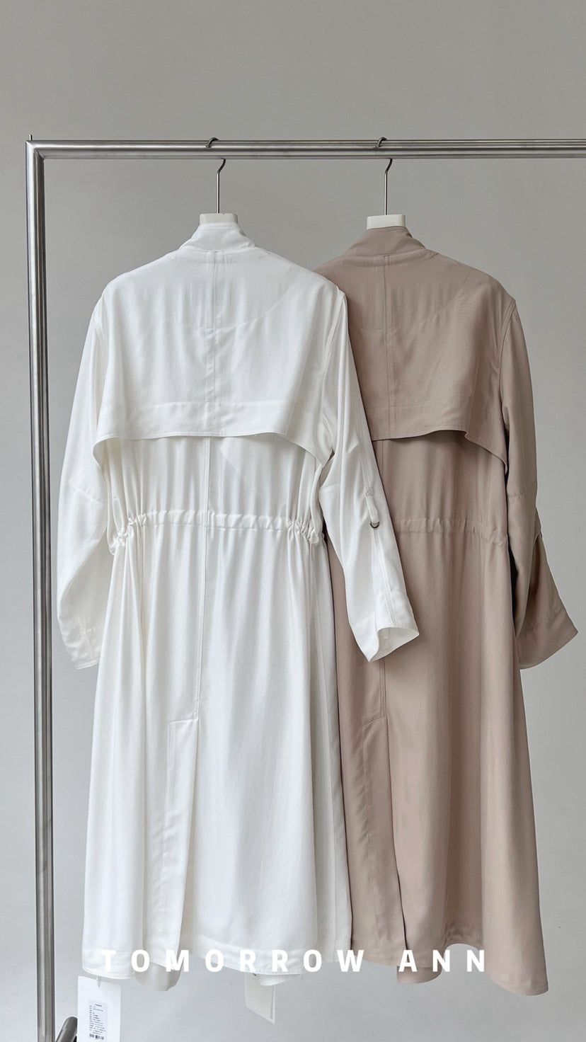 TOMORROW ANN Spring 2026 Classic Utility Long Trench Coat - Loose Fit H-Line Overcoat