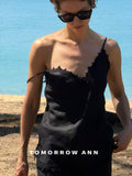 TOMORROW ANN Elegant Lace Trim Camisole - 2026 Spring Collection Chic Sleeveless Top