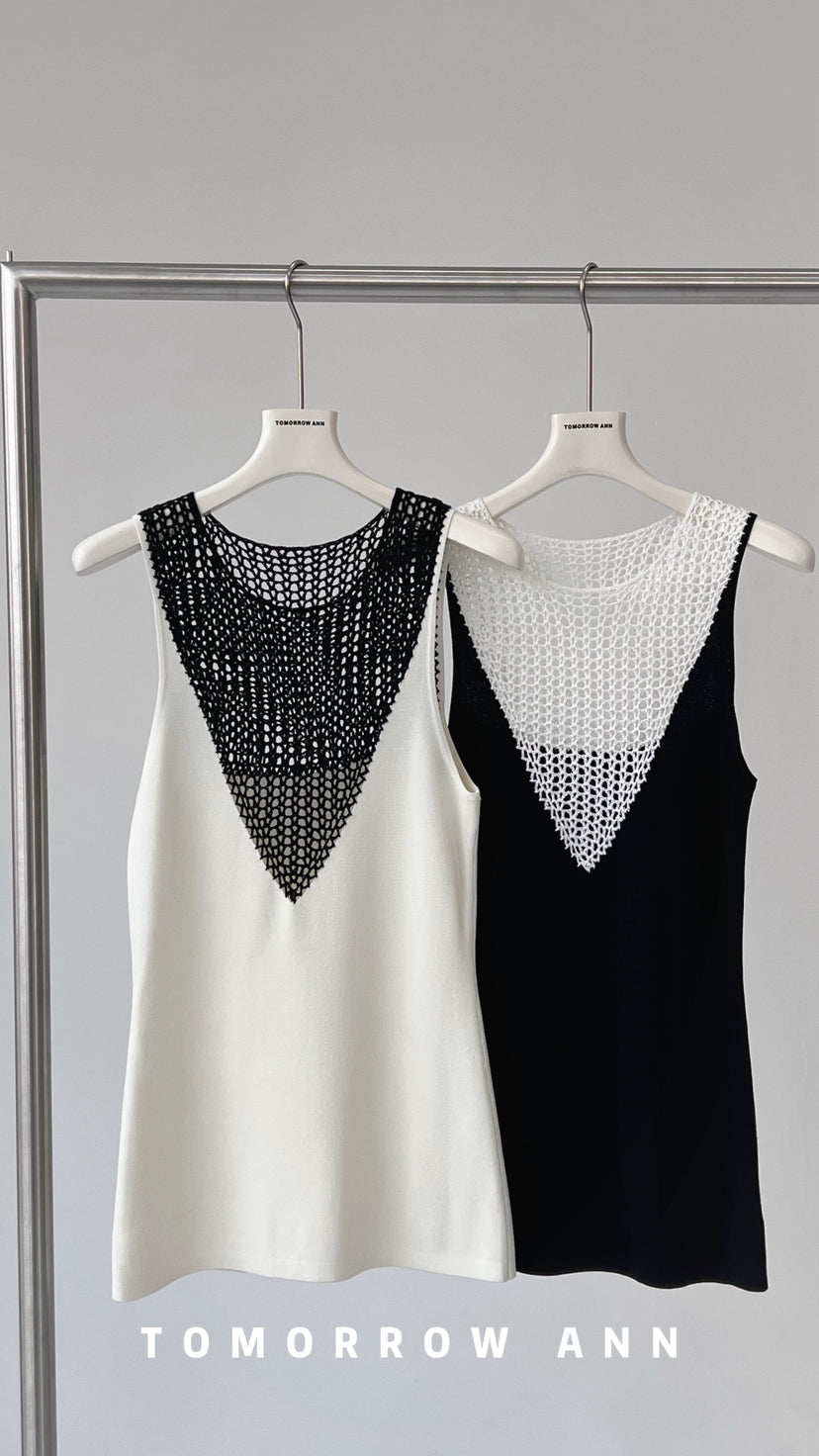 TOMORROW ANN Early Spring 2026 Crochet Patchwork Color-Block Fashion Vest