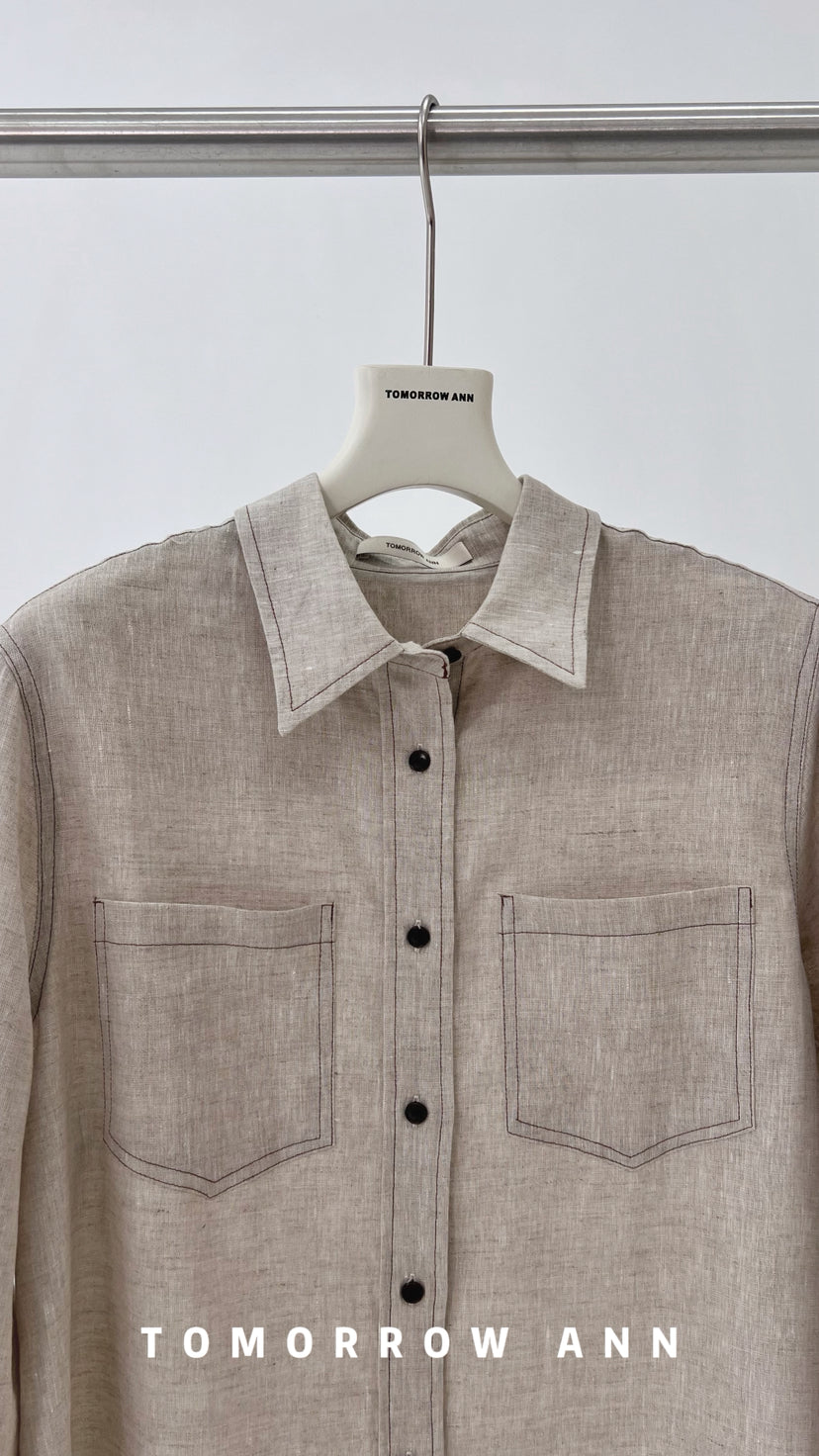 TOMORROW ANN Premium Linen Shirt - 2026 Spring Old Money Aesthetic Quiet Luxury Loose Blouse