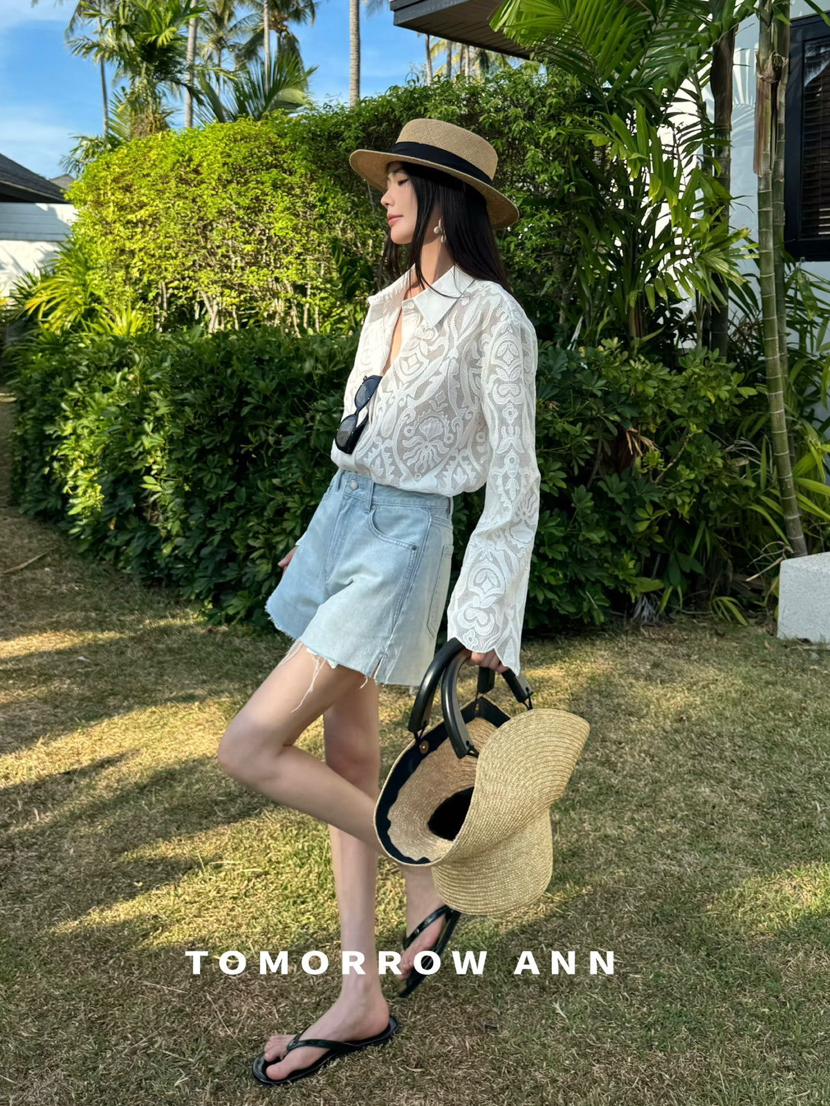 TOMORROW ANN High-Waisted Washed Denim Shorts - Versatile Spring Casual Essentials