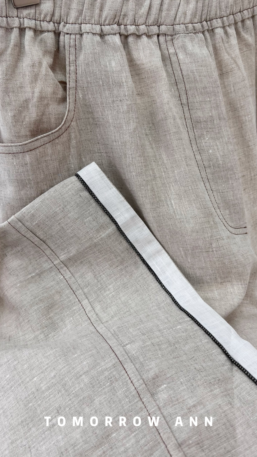 TOMORROW ANN Old Money Aesthetic Wide-Leg Linen Casual Pants - Early Spring 2026 Collection