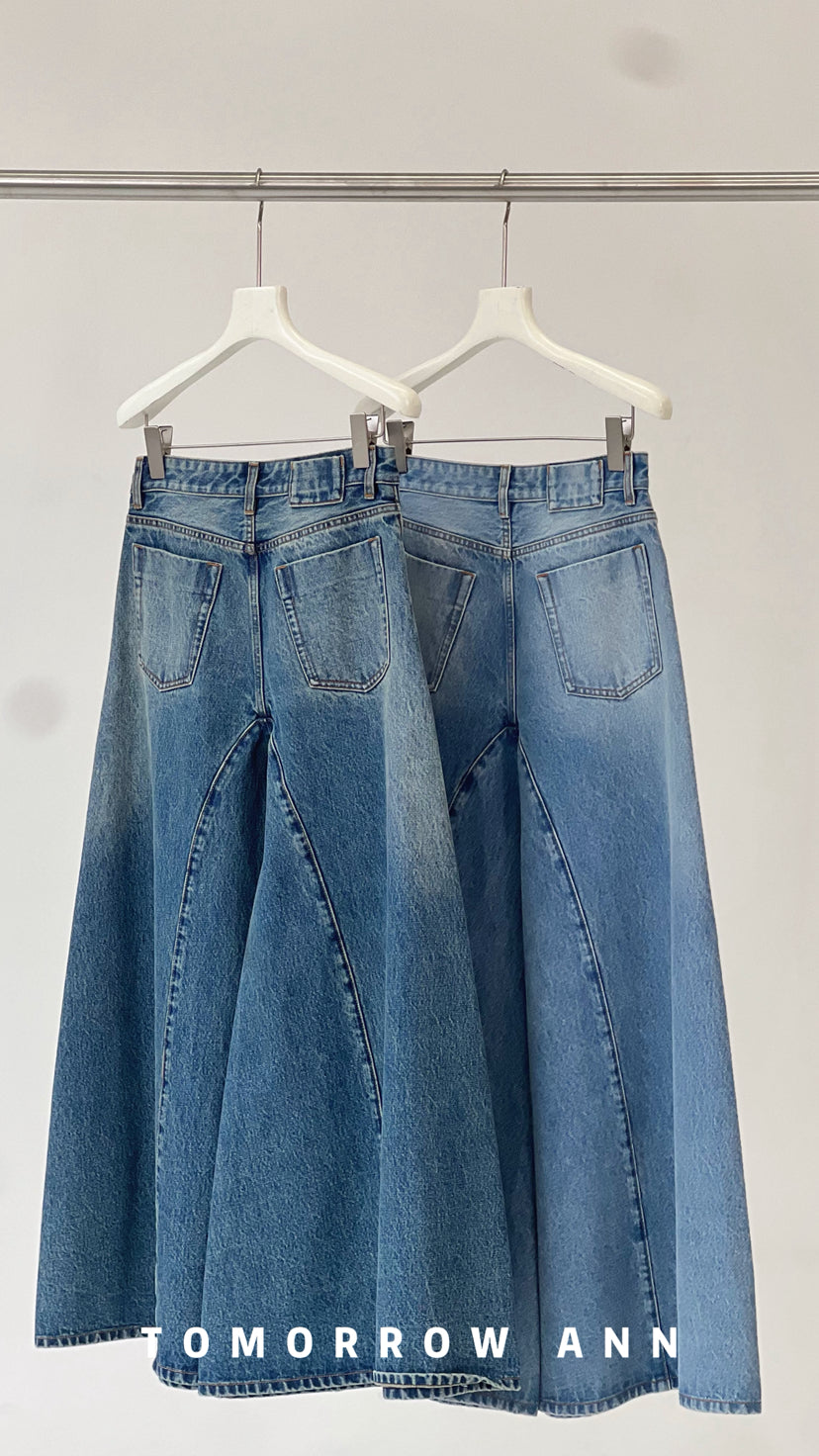TOMORROW ANN Spring 2026 High-Waisted Deconstructed Wide-Leg Jeans