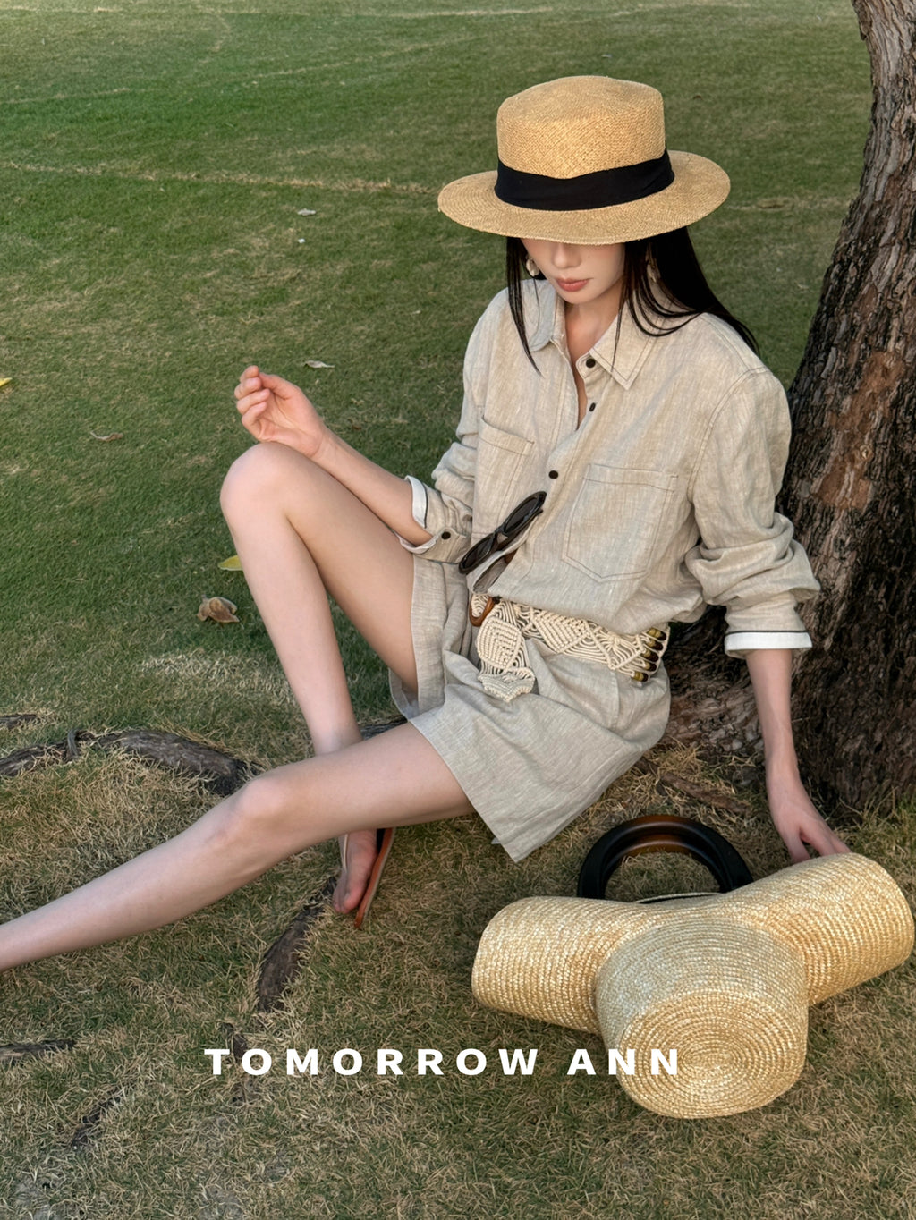 TOMORROW ANN Elegant Linen Casual Shorts - Old Money Aesthetic Quiet Luxury Spring Collection