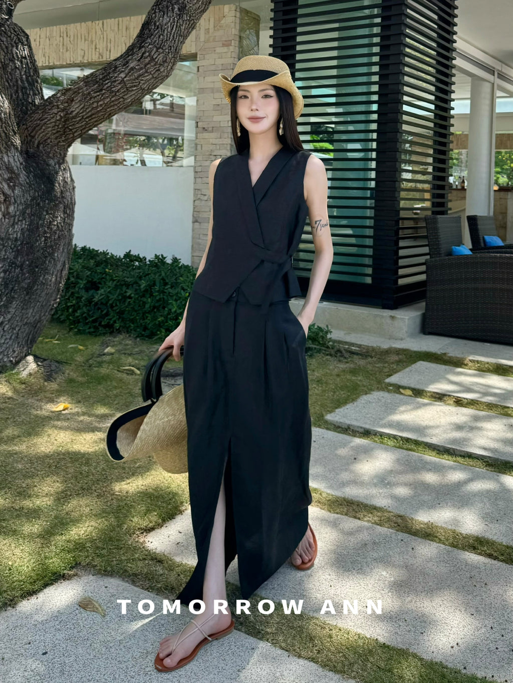 TOMORROW ANN Early Spring 2026 Elegant A-Line Midi Skirt - Slimming High-End Casual Designer Skirt