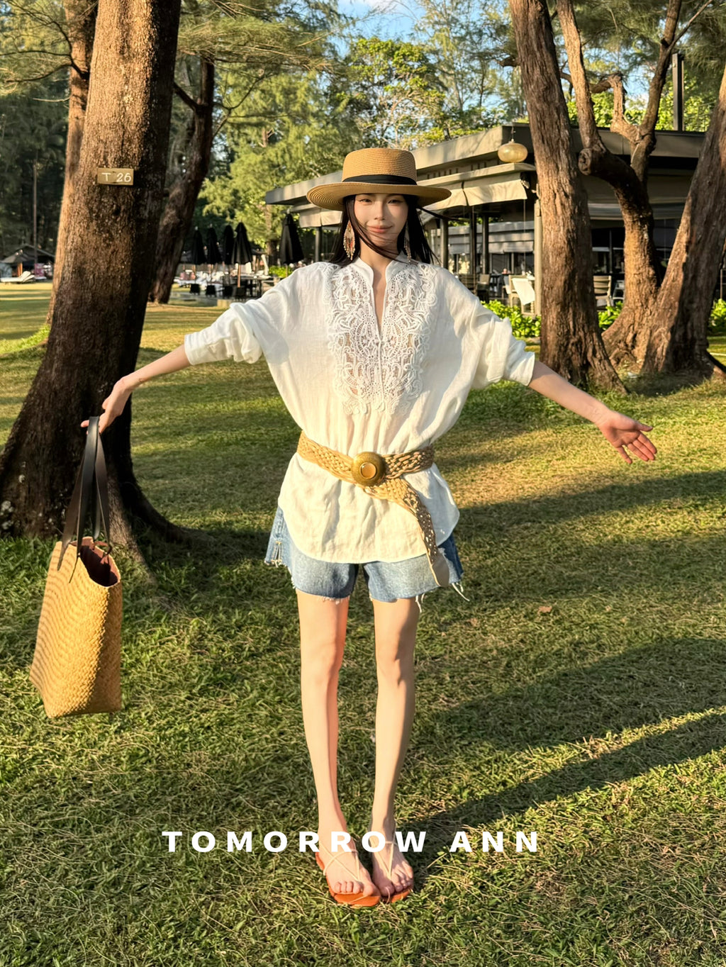 TOMORROW ANN Elegant Embroidered Hollow-Out Loose Blouse - 2026 Early Spring Collection